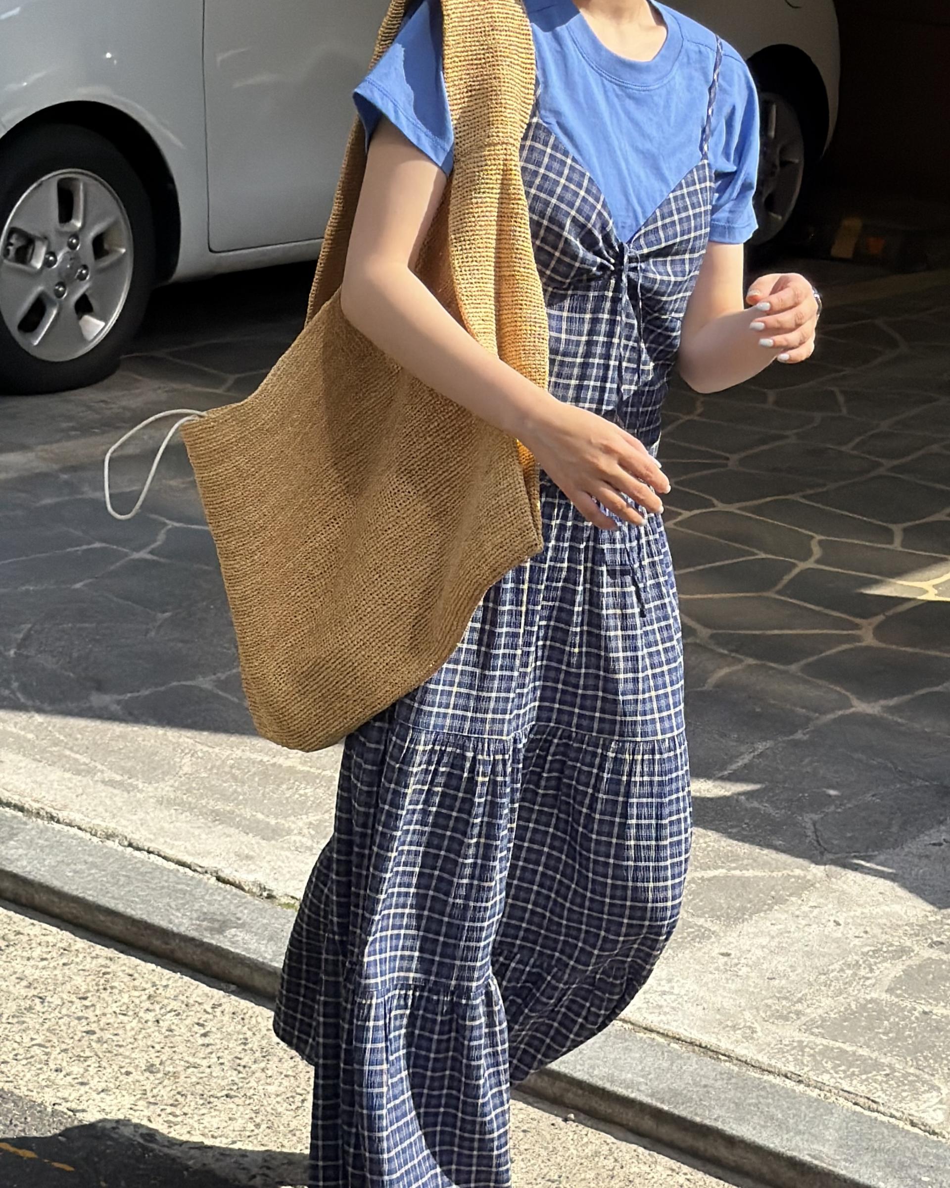 kate check dress (black/blue)