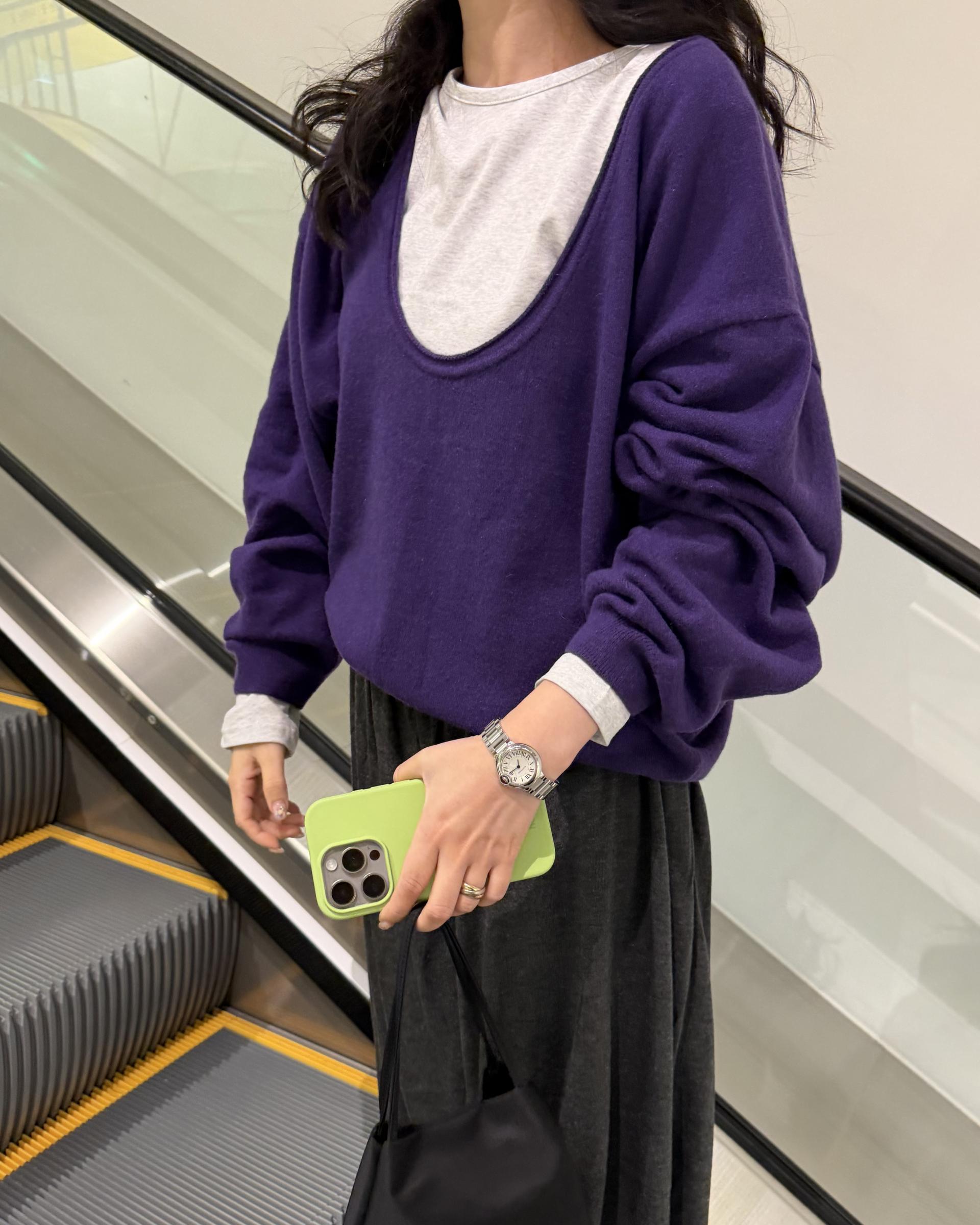 fuego u-neck knit (purple/charcoal/blue)