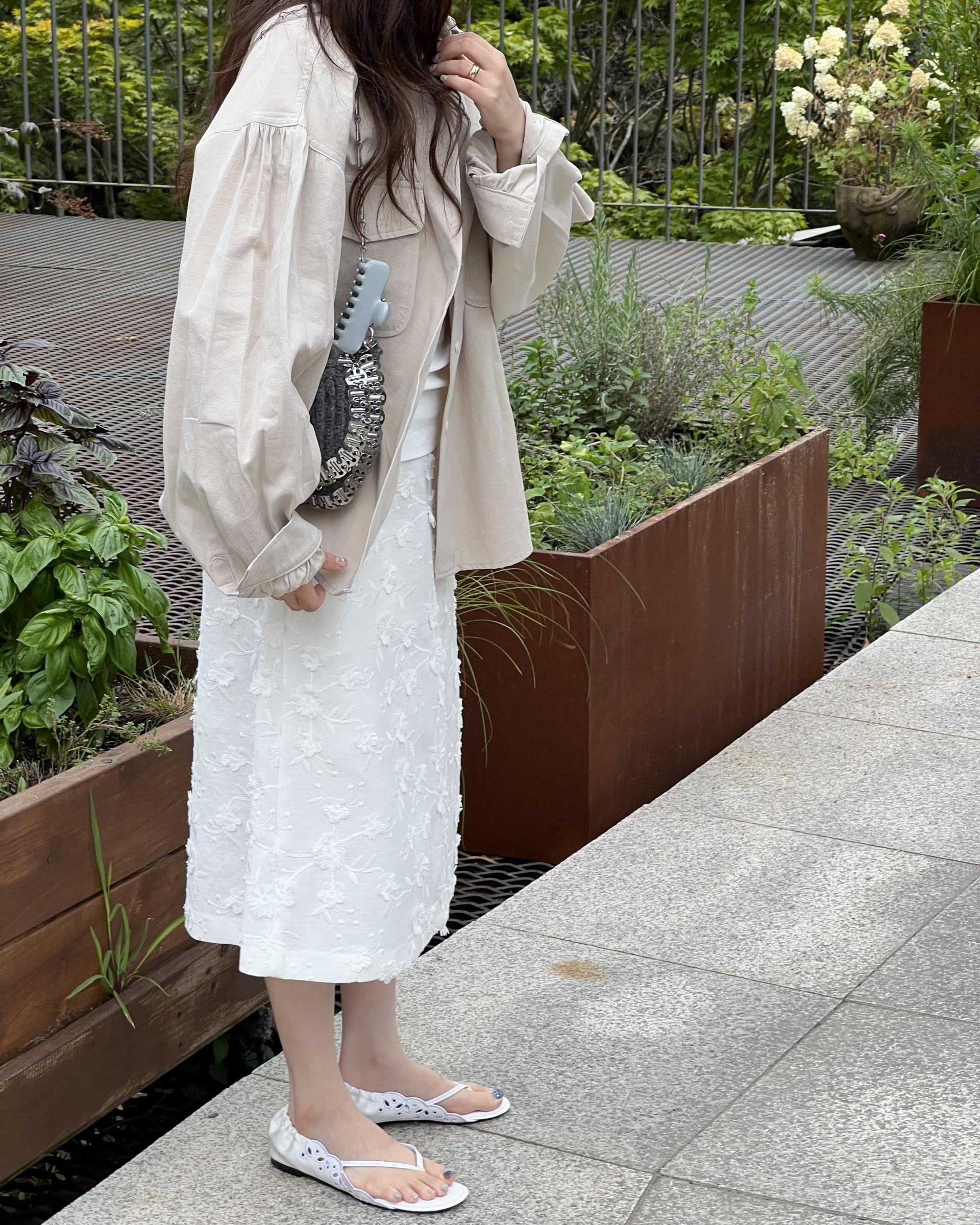 magnet shirring blouse (cream/beige)