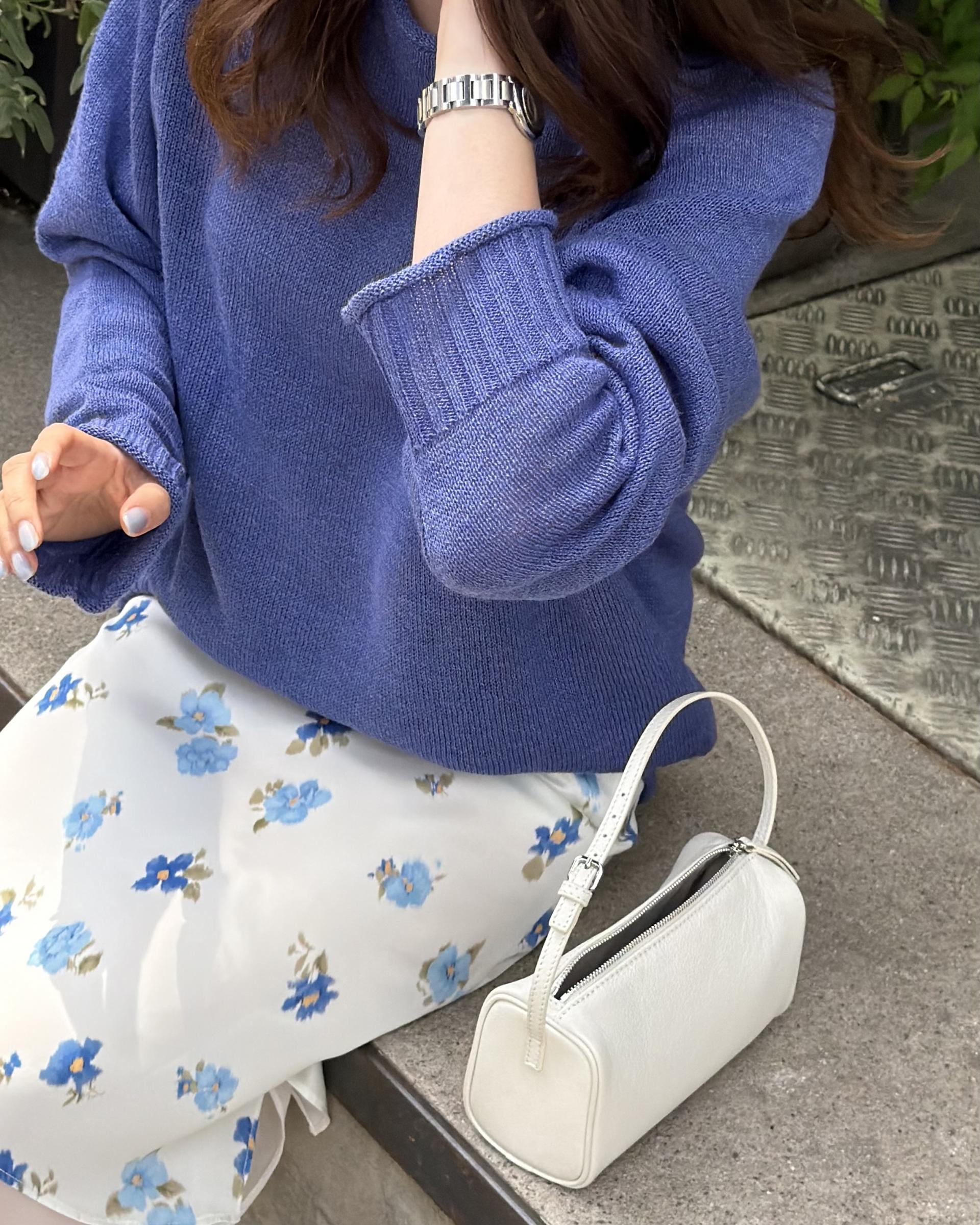 brew round knit (purple/cream)