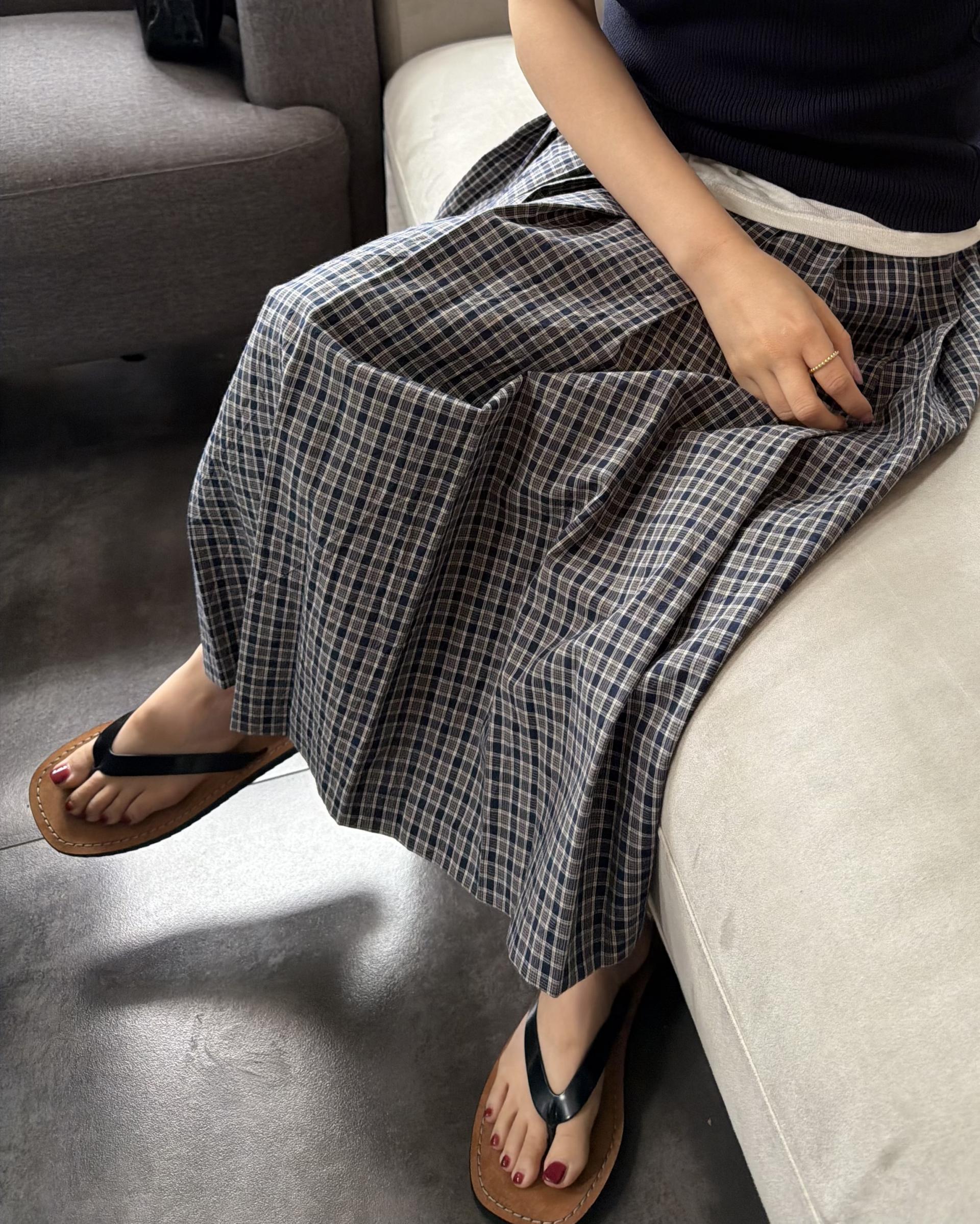 madeleine pleats skirt (check/cream)