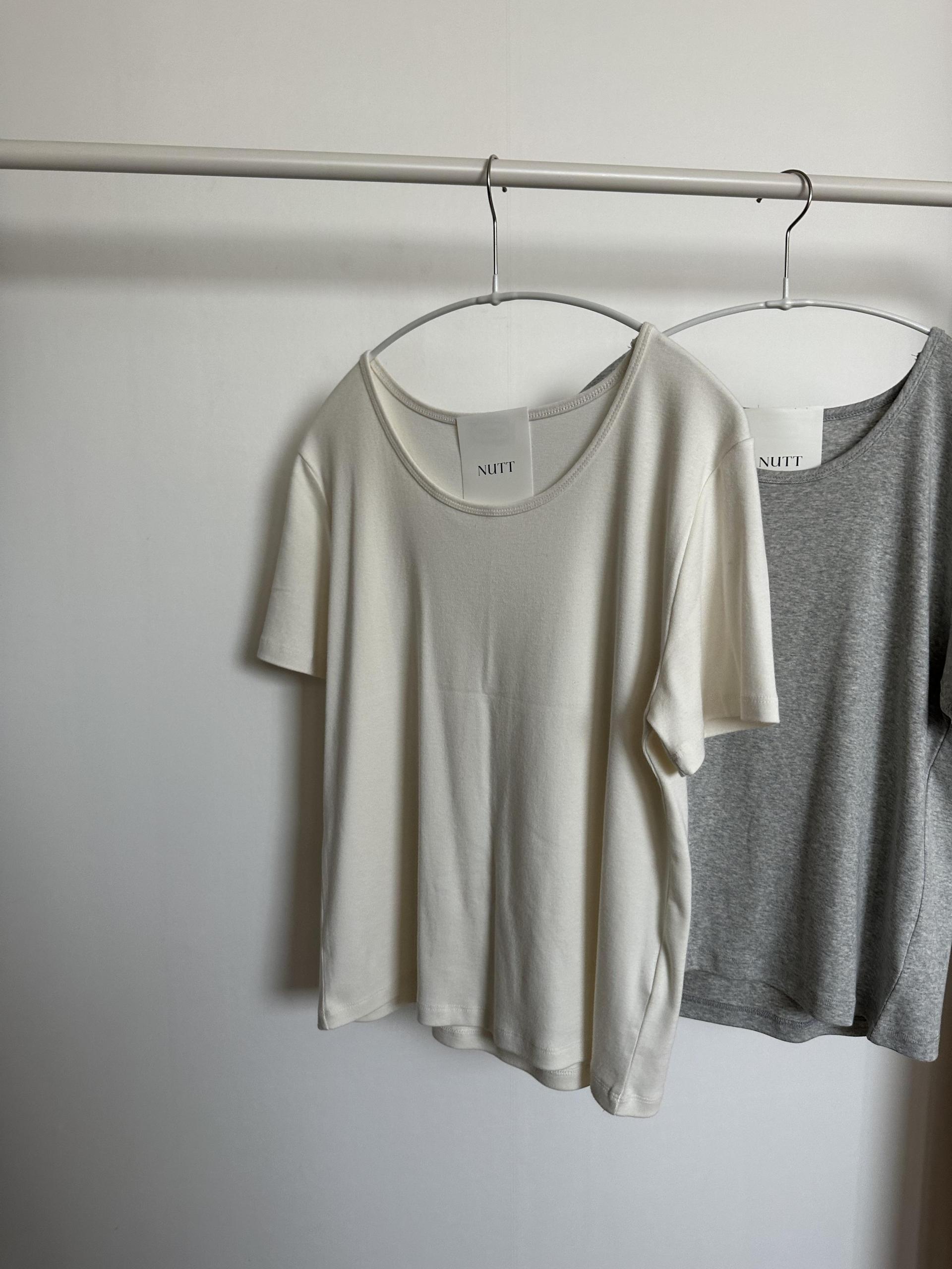 hul u-neck top (cream/melange grey)