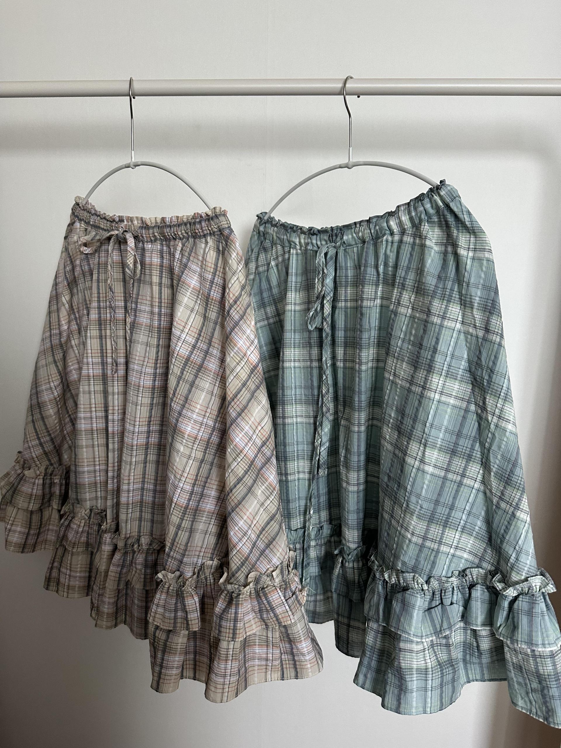matilda check skirt (right mint/right yellow)