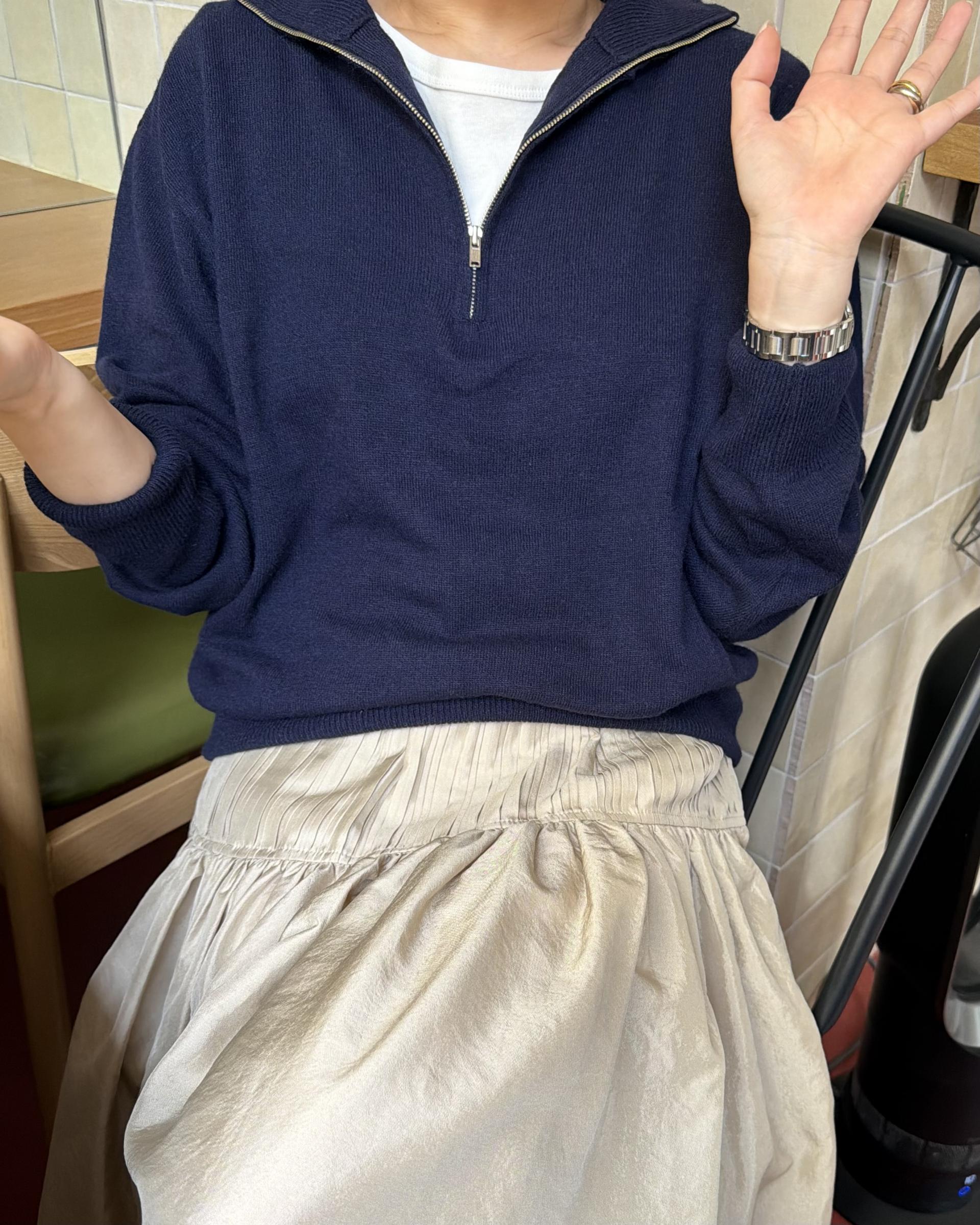 coco knit zip-up (navy/beige/grey)