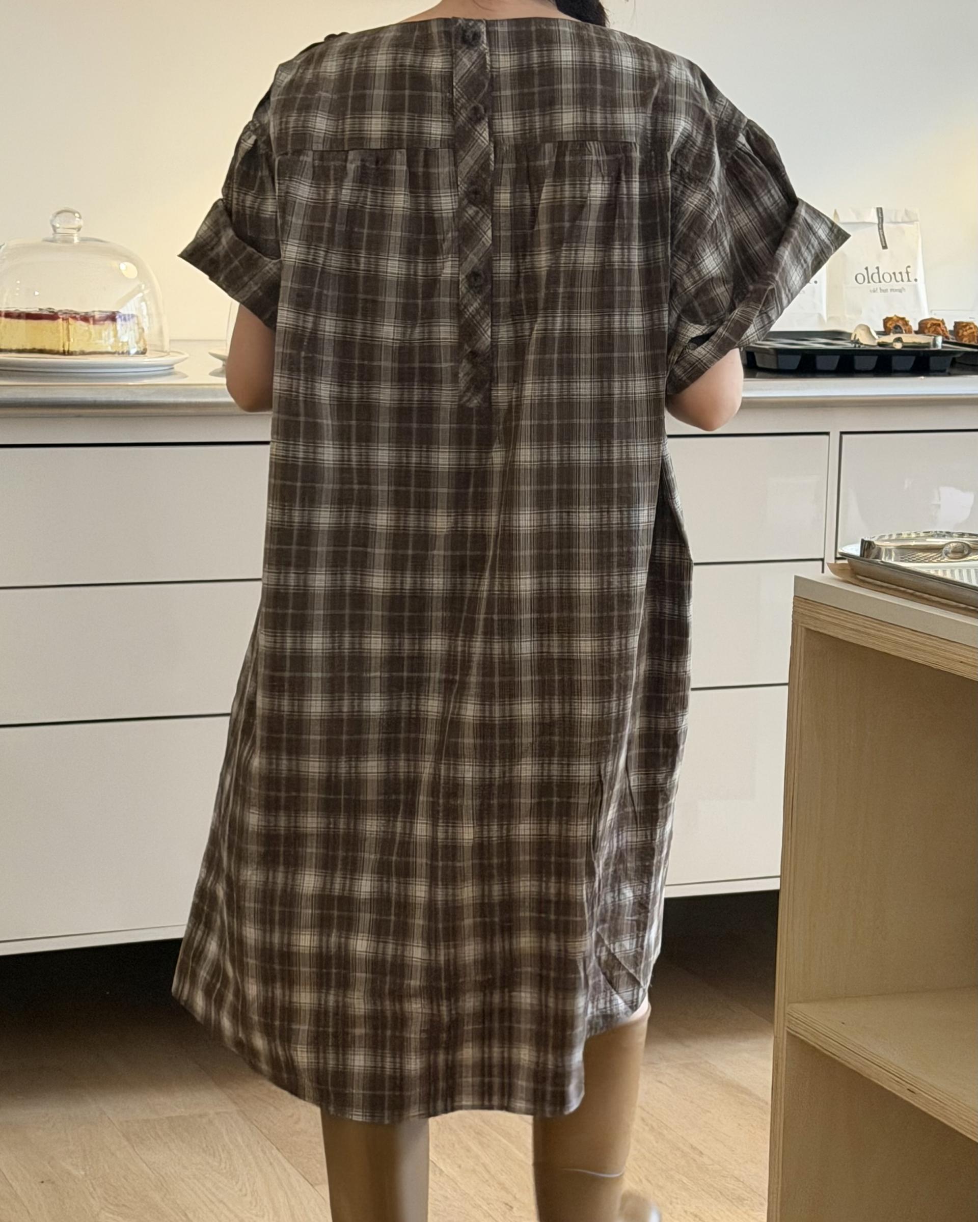 brioche check dress (mocha)
