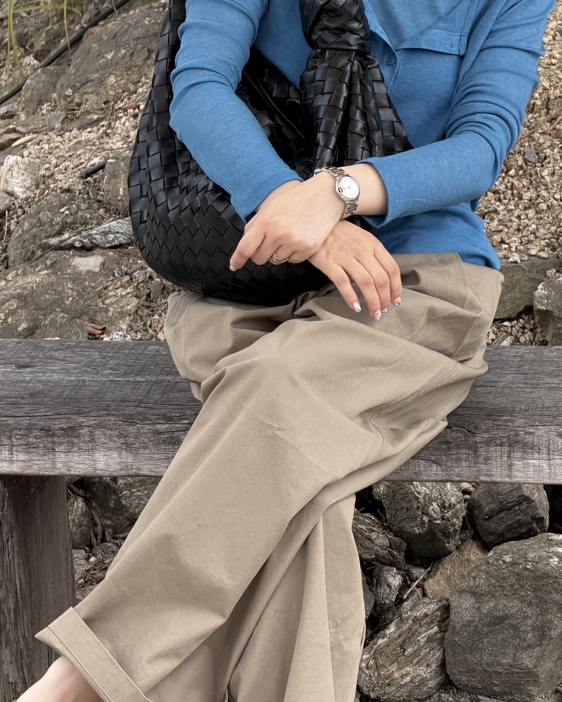 cotton pintuck pants (navy/cream/khaki)