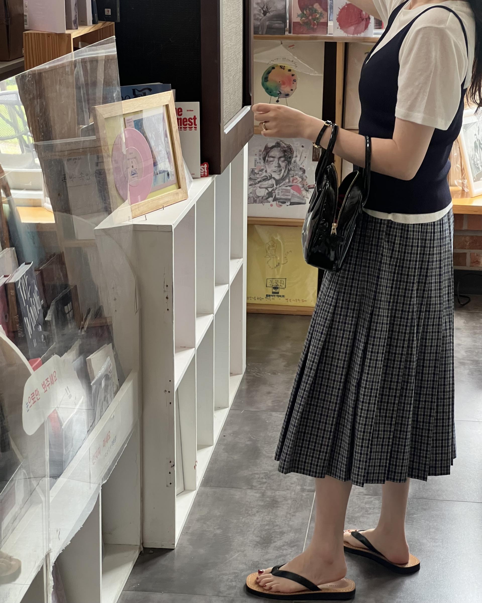 madeleine pleats skirt (check/cream)