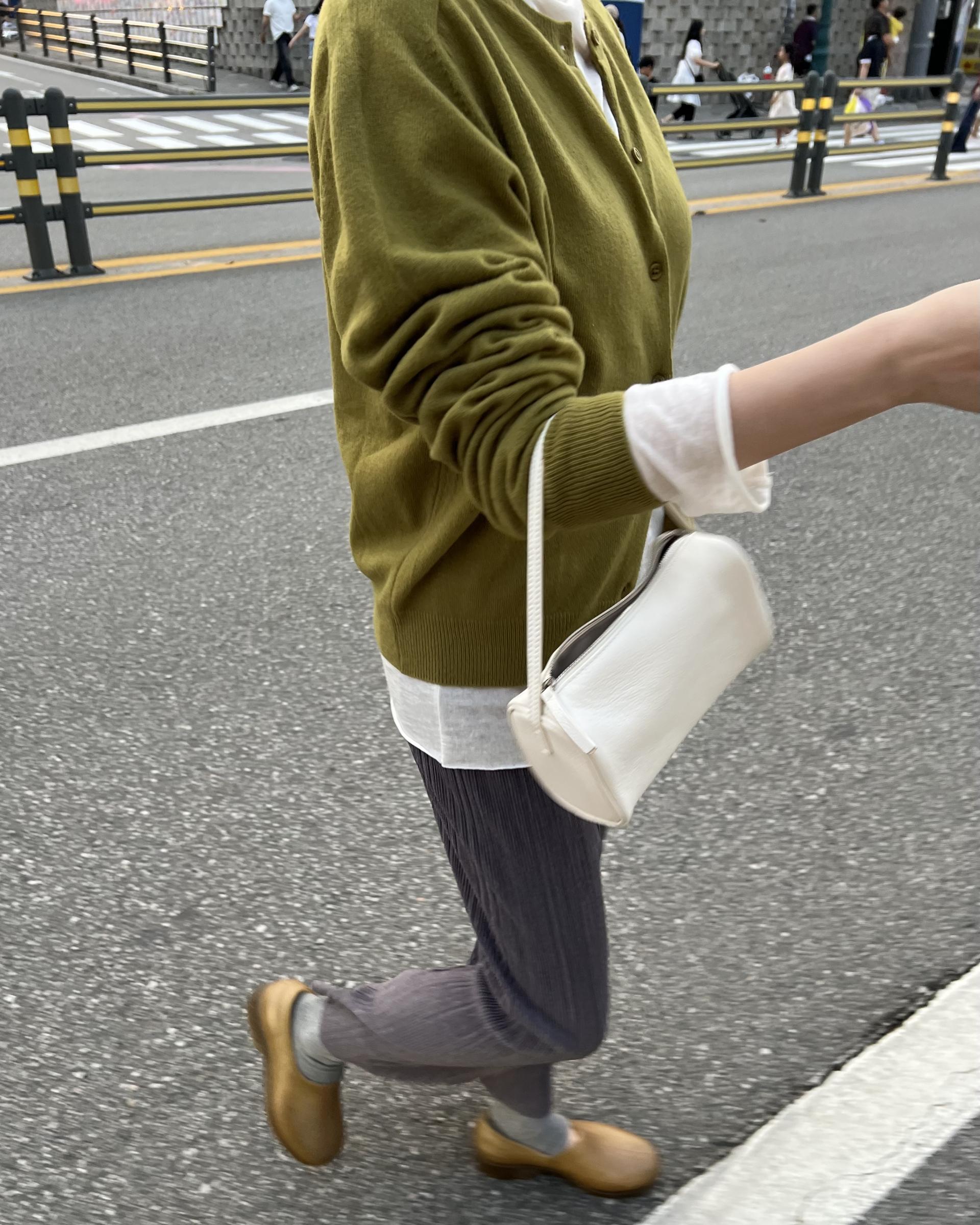 bowl round cardigan (grey/khaki/red)