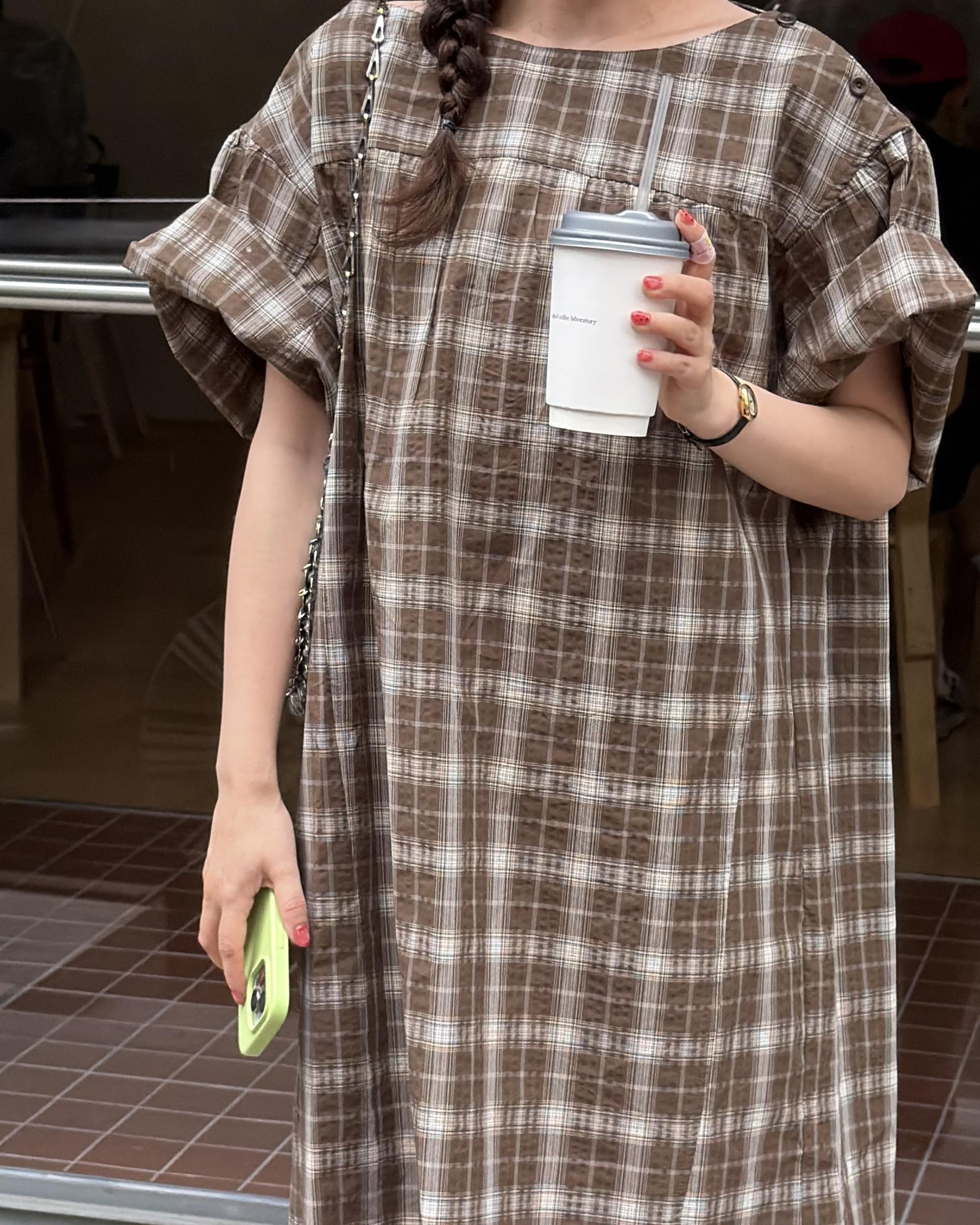 brioche check dress (mocha)