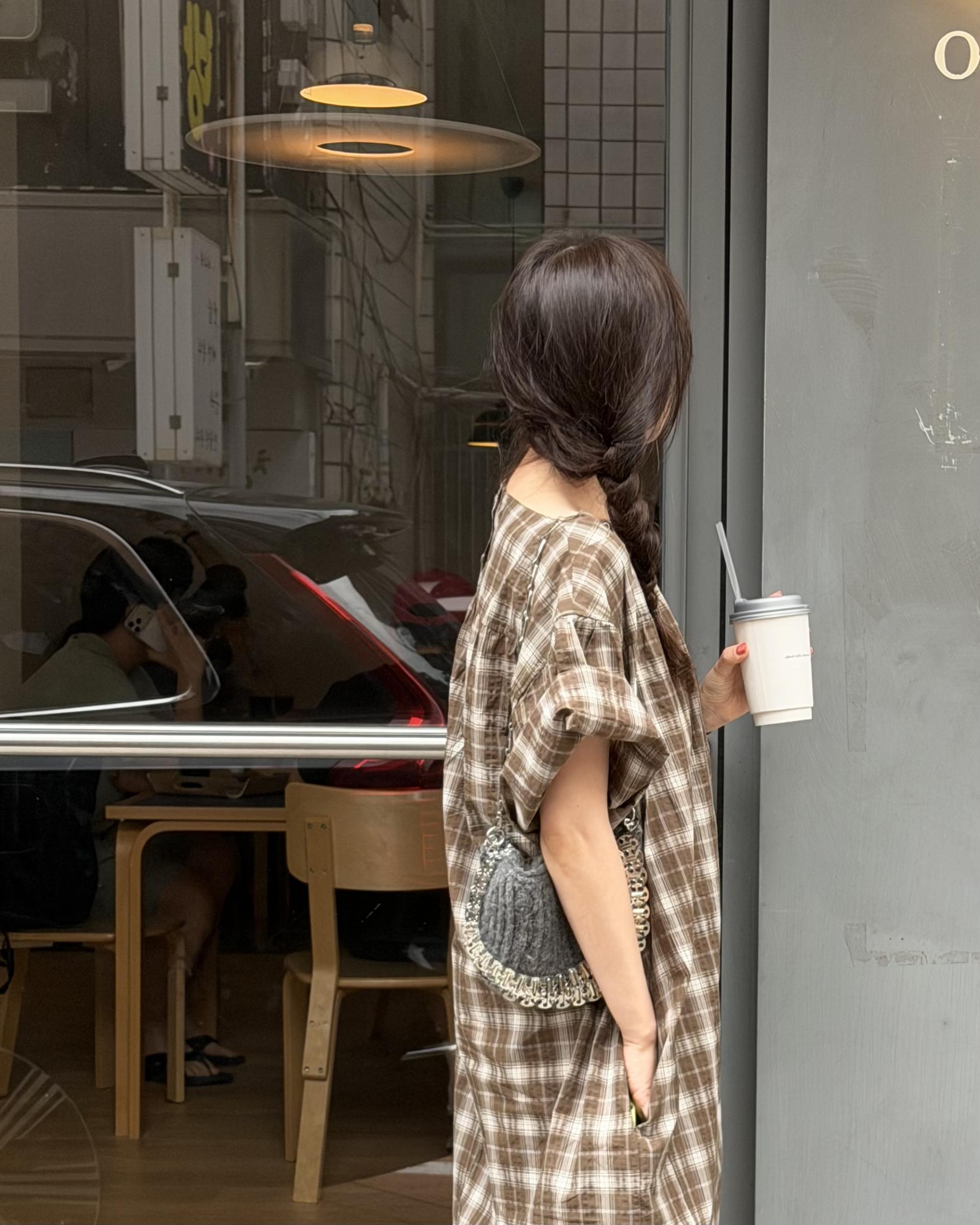 brioche check dress (mocha)