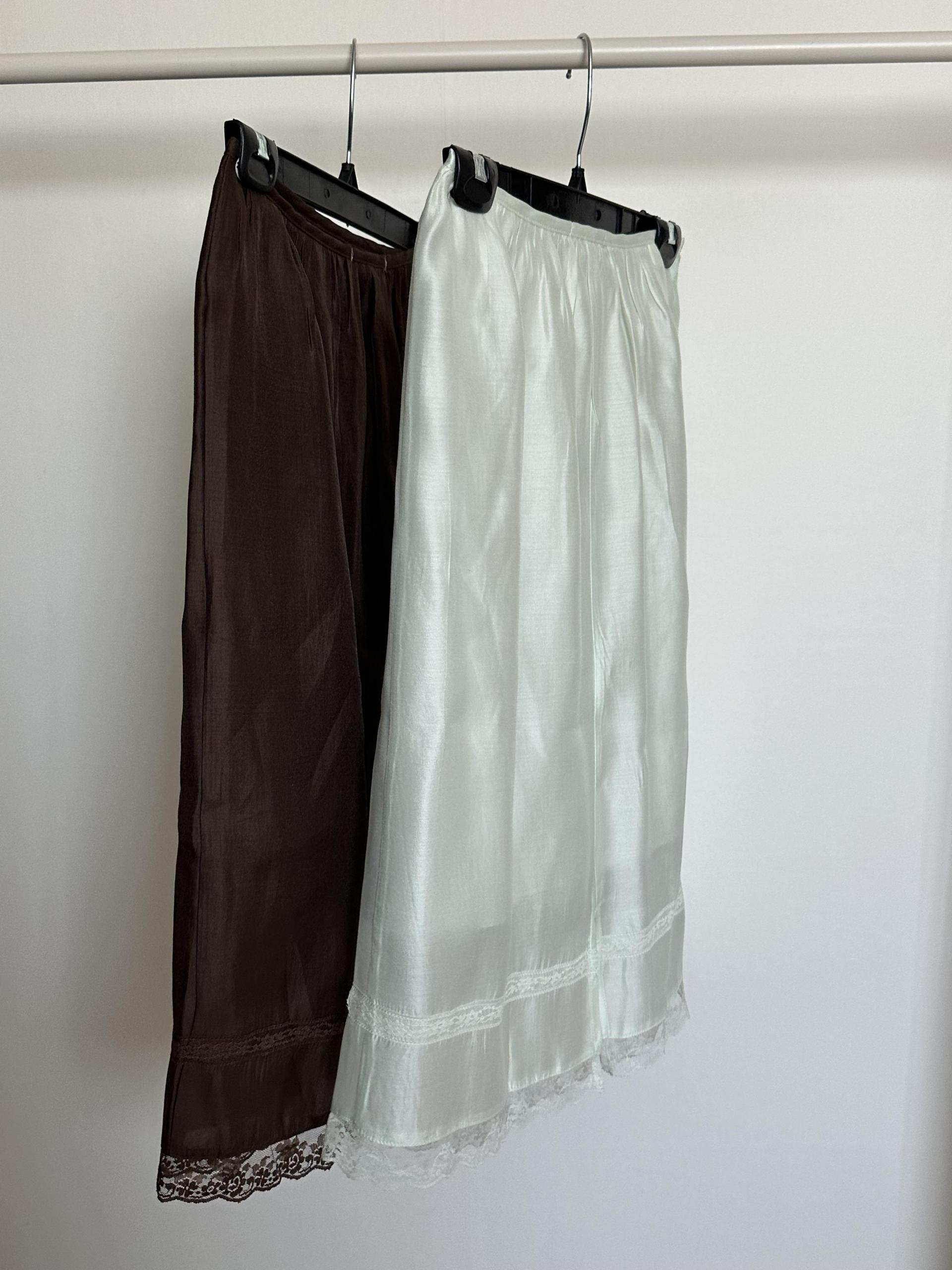 silk lace skirt (mint/brown)