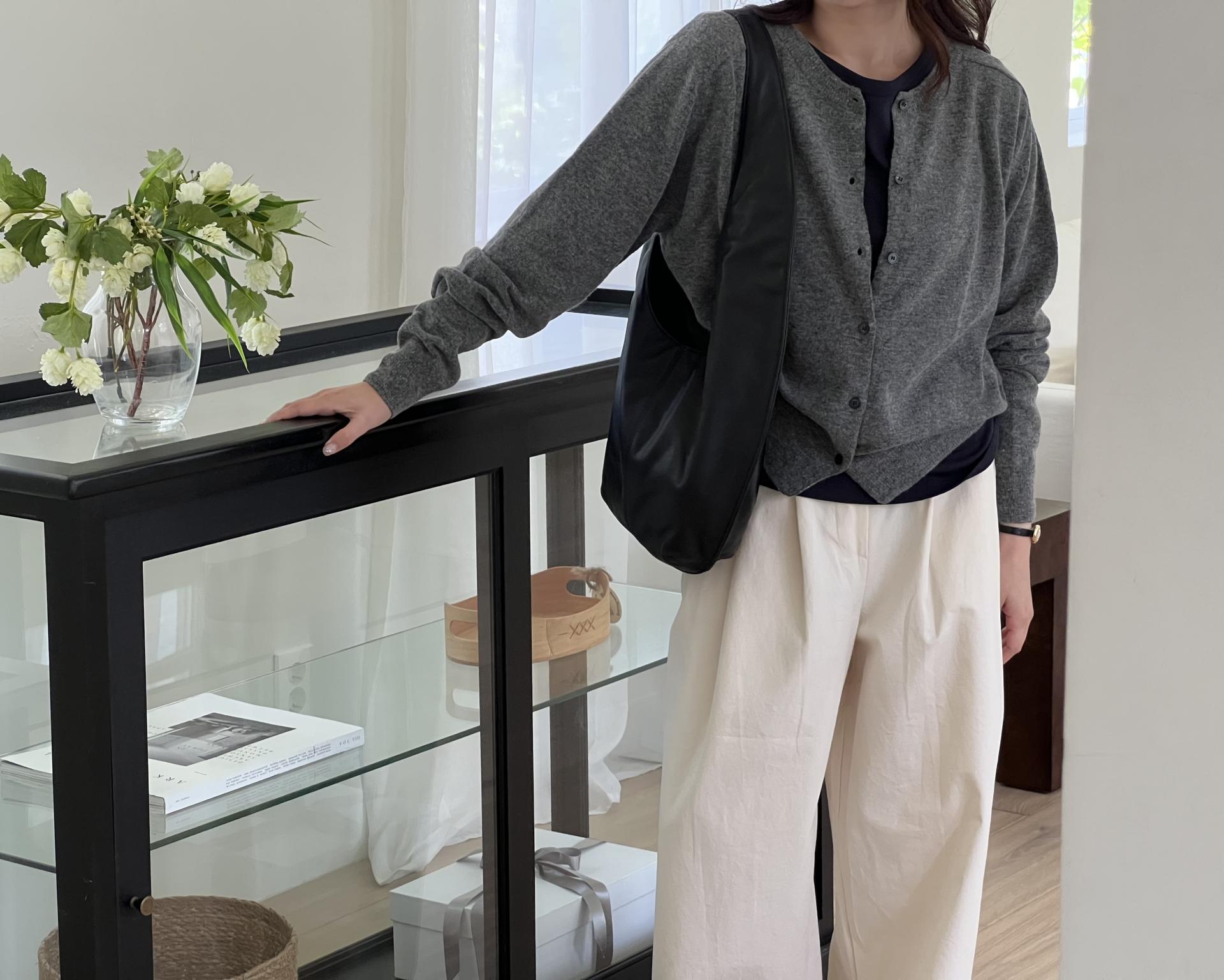 cotton pintuck pants (navy/cream/khaki)