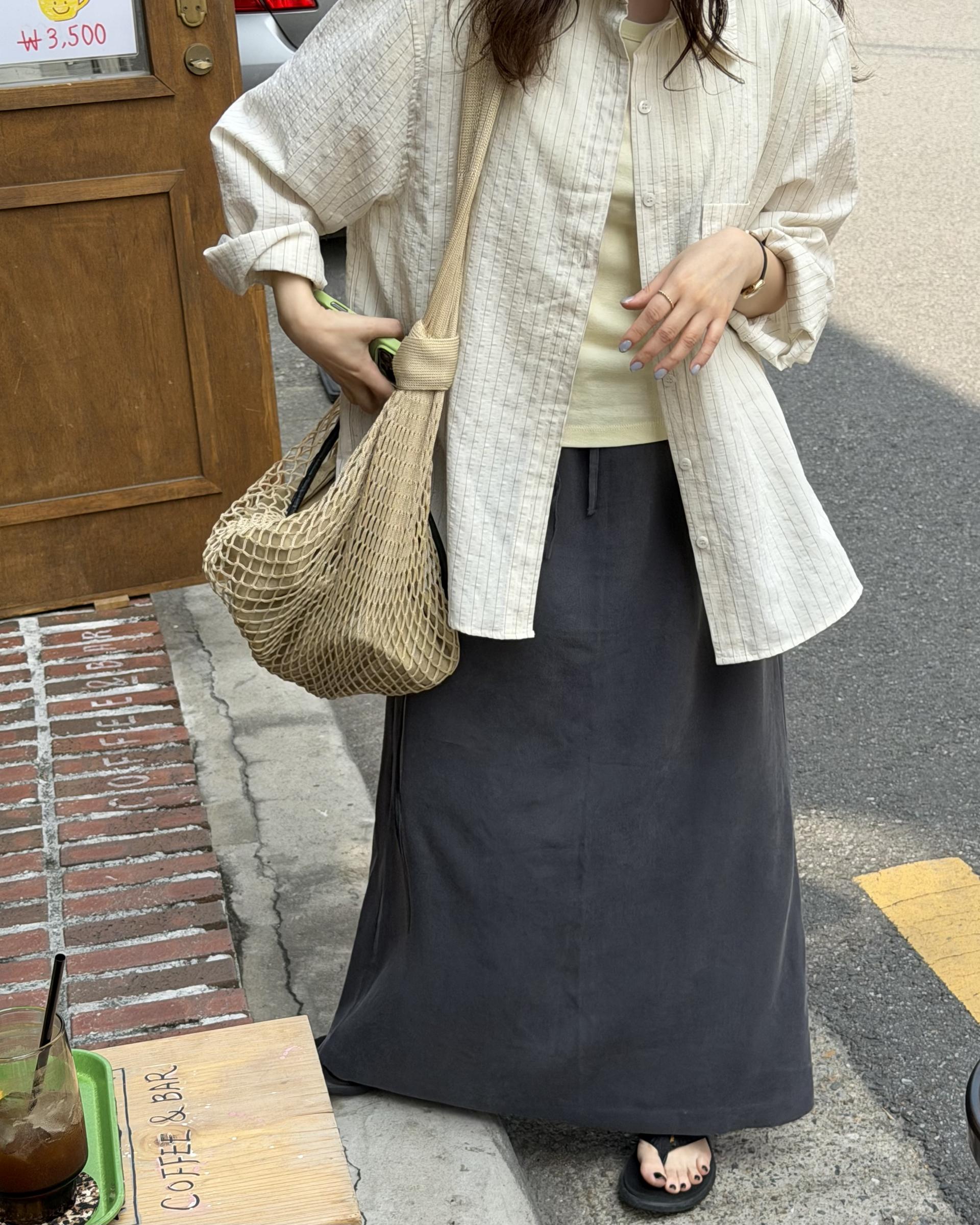 tacit stripe shirt (beige/blue)