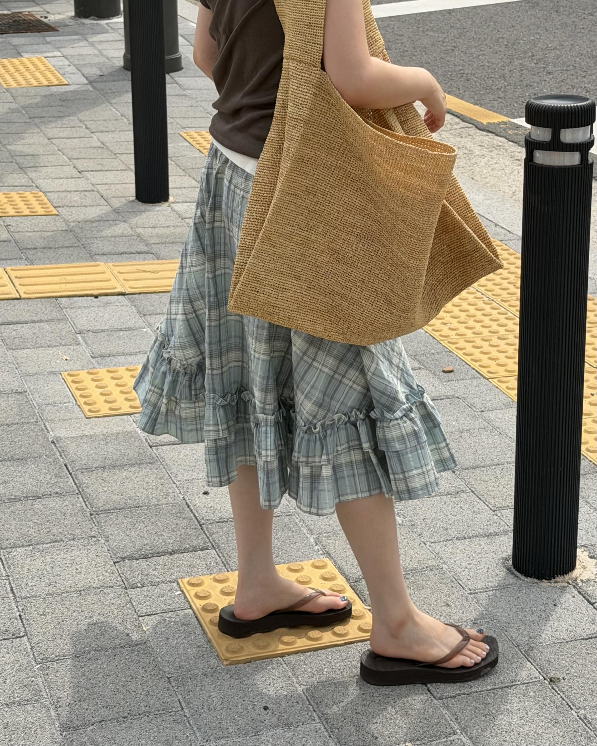 matilda check skirt (right mint/right yellow)