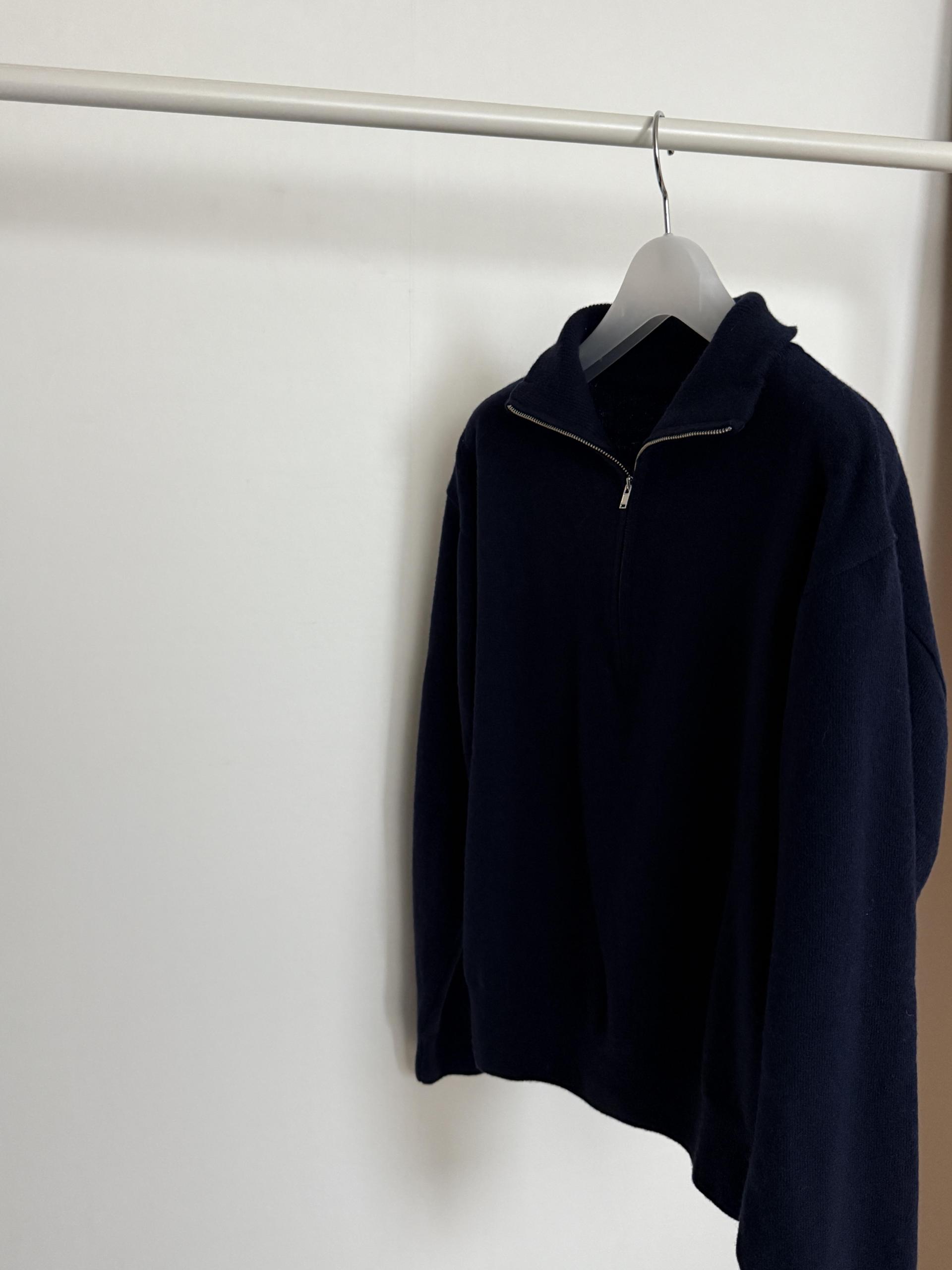 coco knit zip-up (navy/beige/grey)