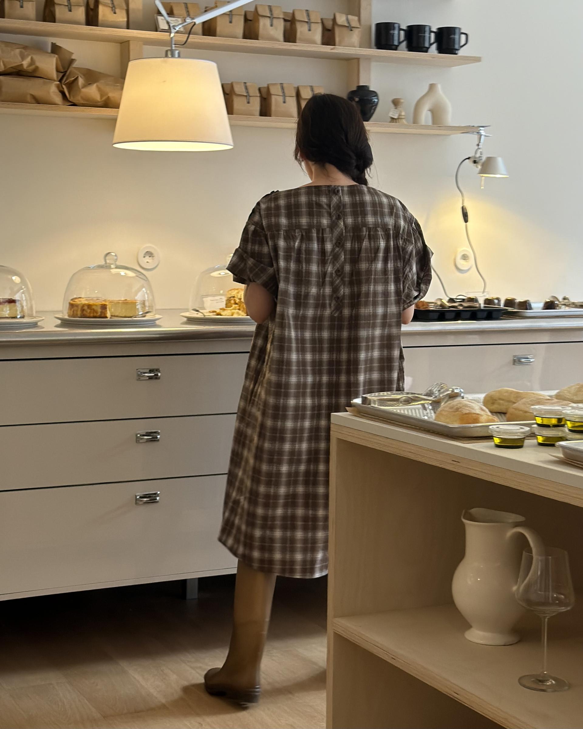 brioche check dress (mocha)