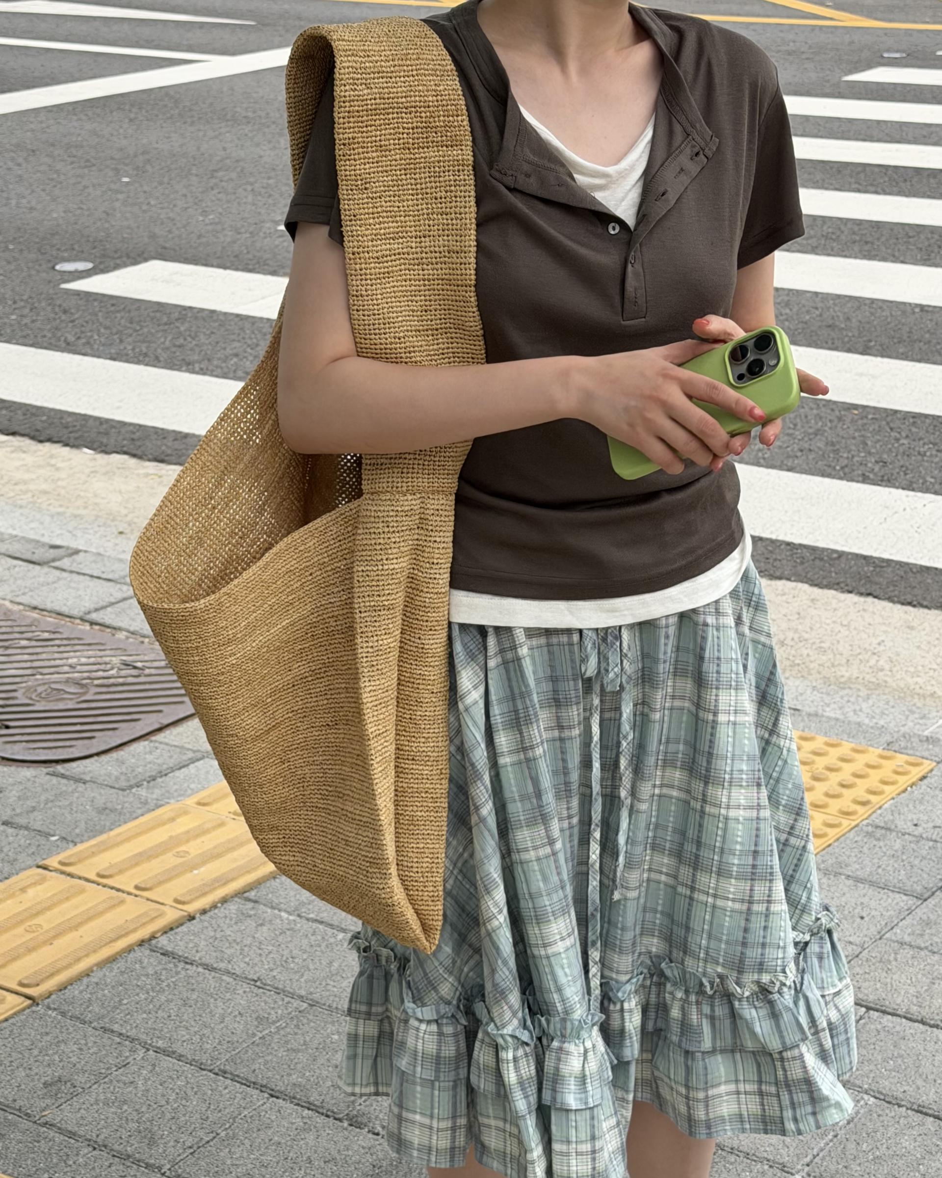 matilda check skirt (right mint/right yellow)
