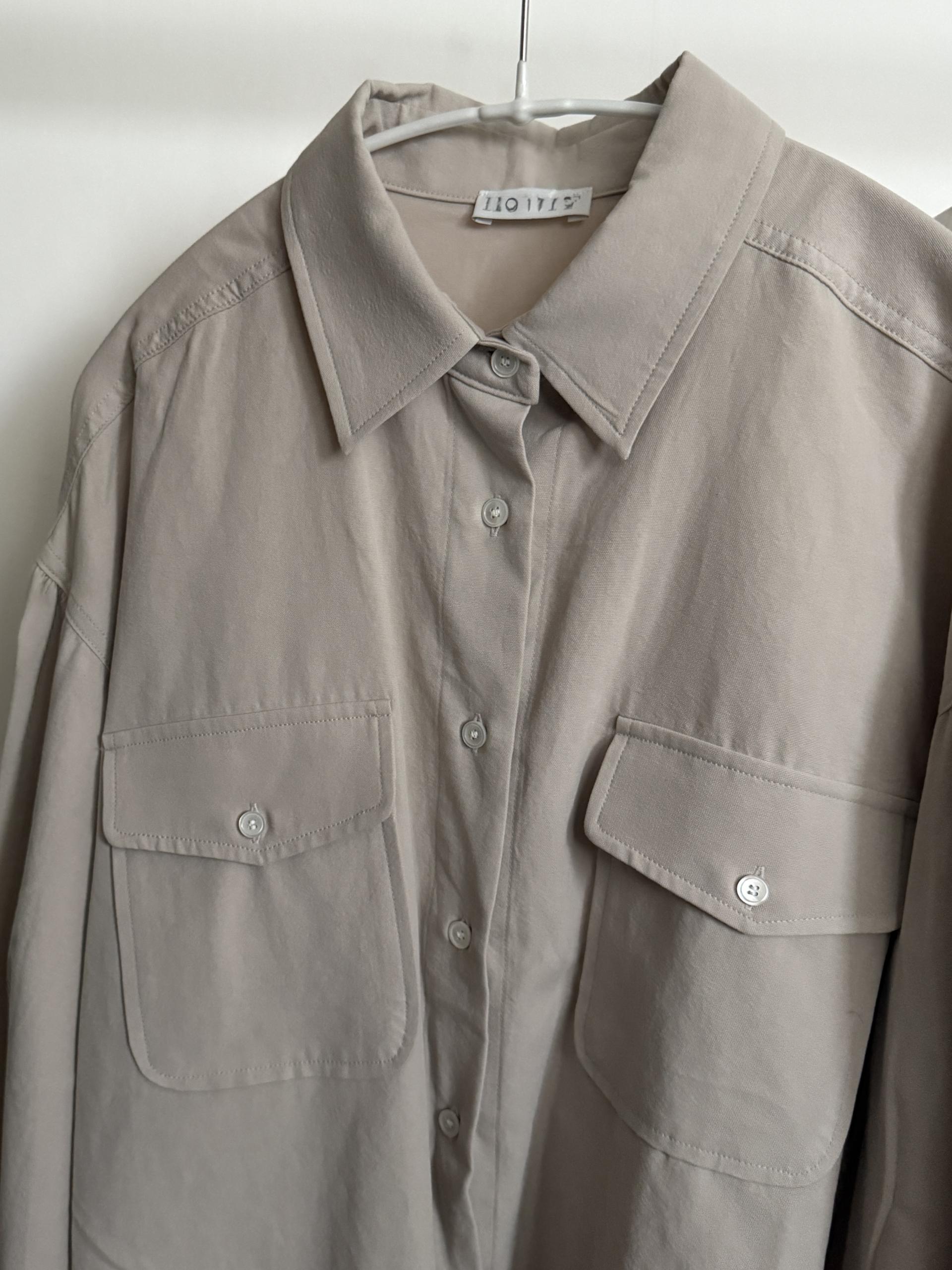 magnet shirring blouse (cream/beige)
