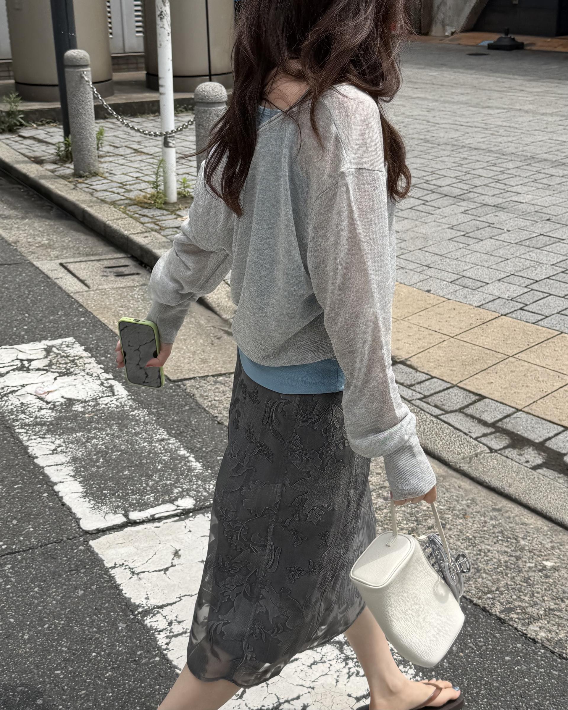 gloria midi skirt (charcoal/cream)