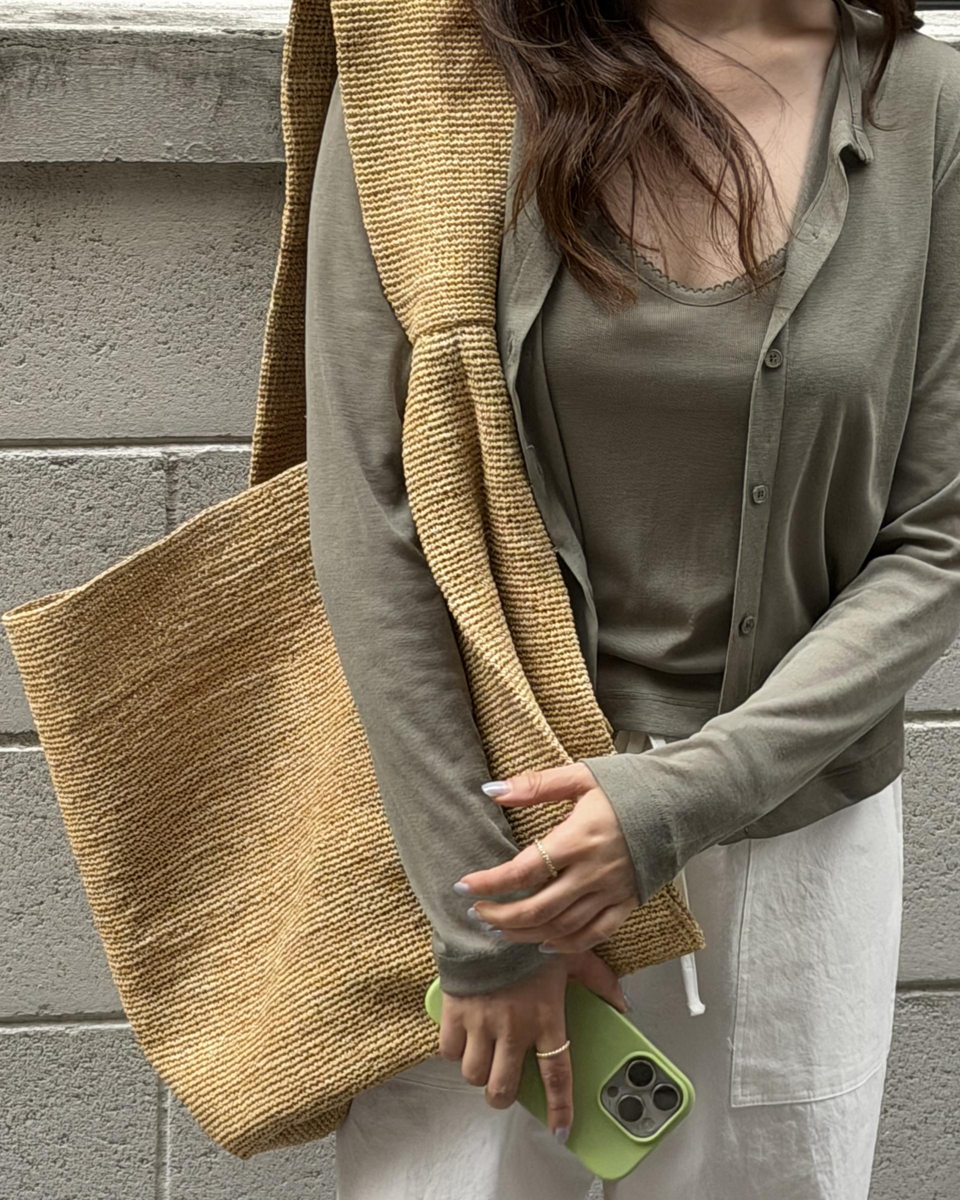 thin cardigan set (navy/khaki)