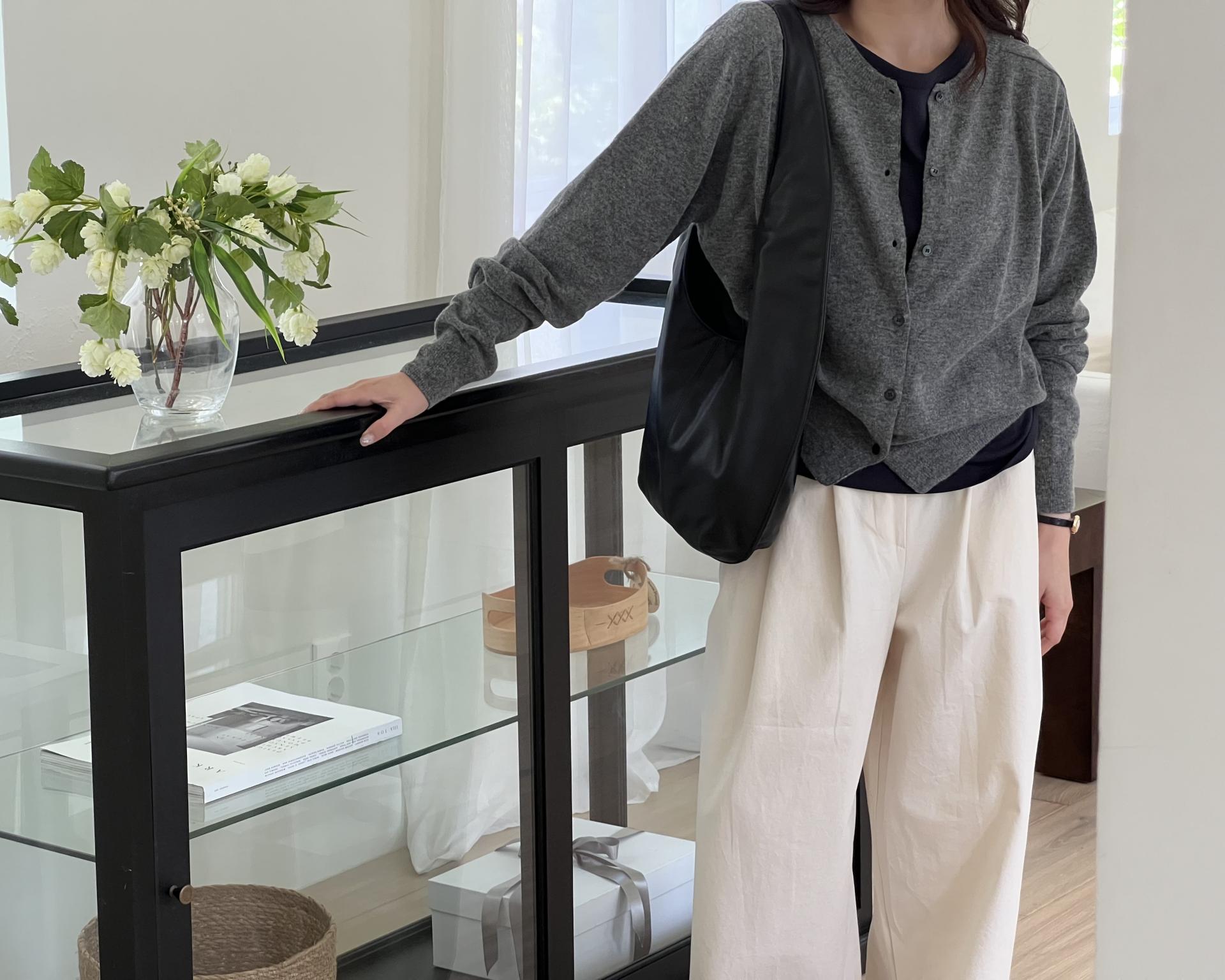 cotton pintuck pants (navy/cream/khaki)
