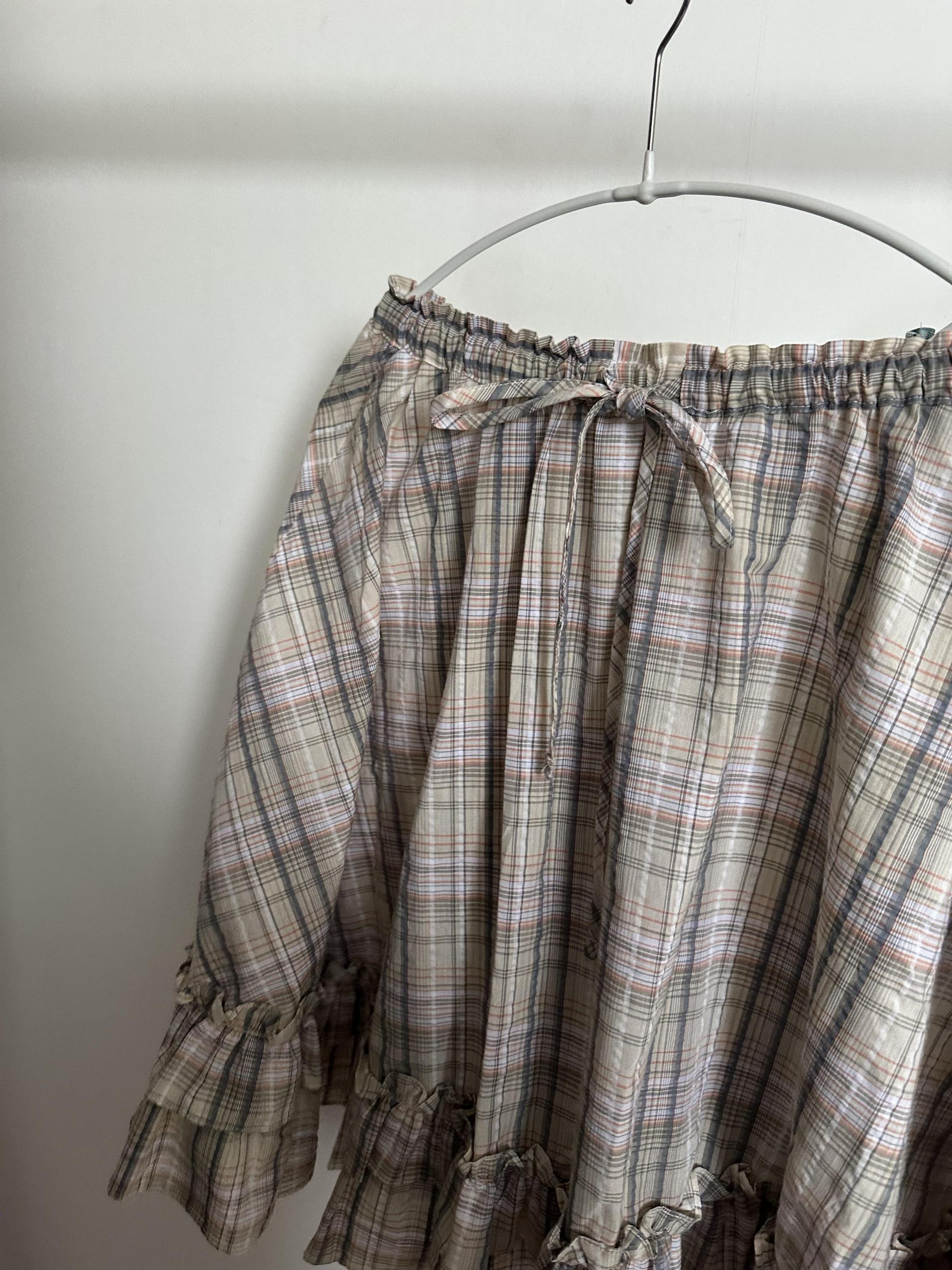 matilda check skirt (right mint/right yellow)