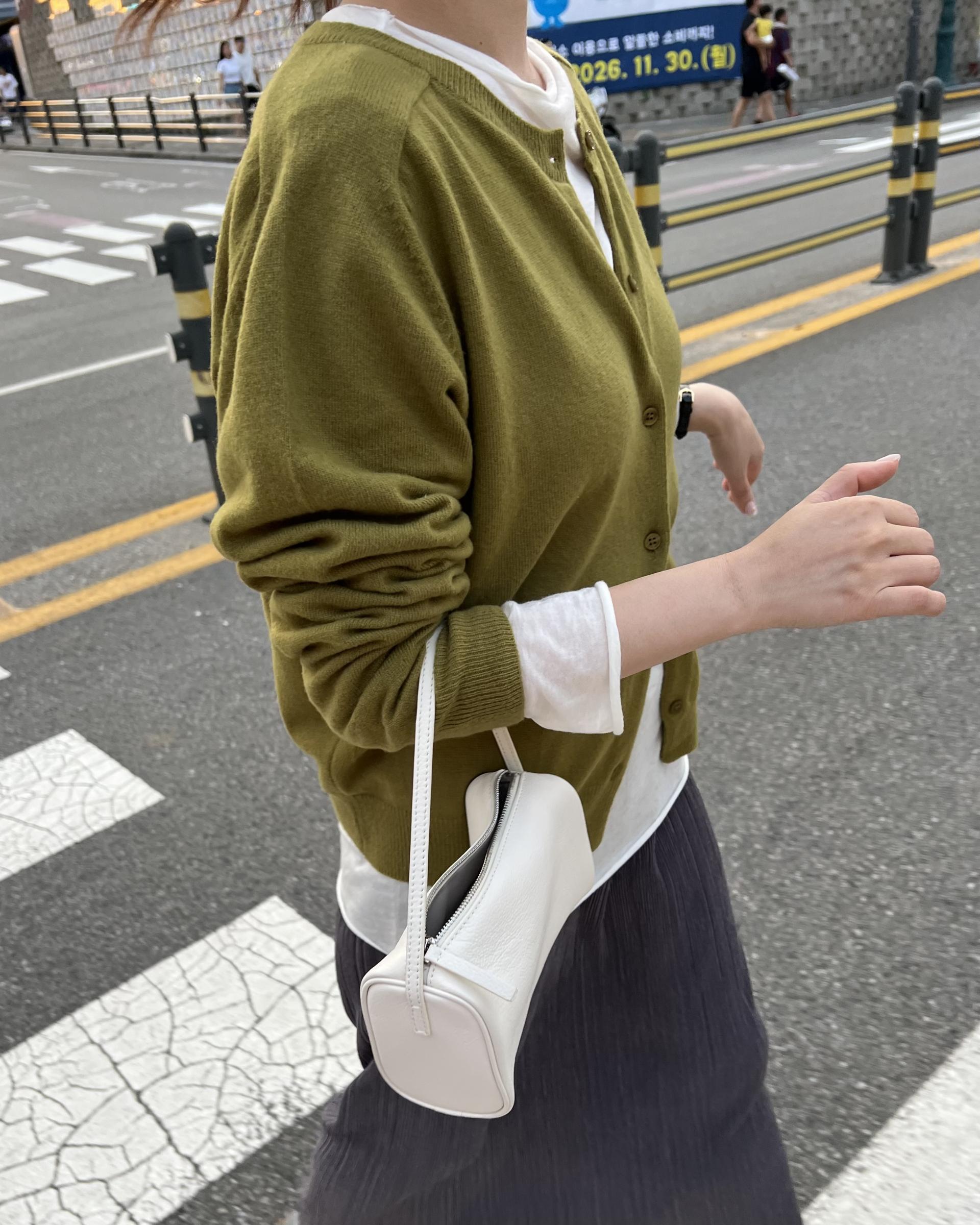 bowl round cardigan (grey/khaki/red)
