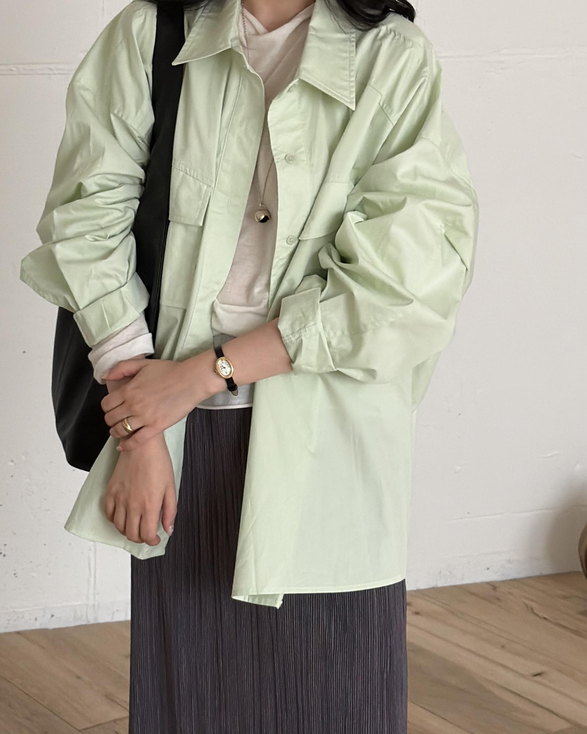 over pocket shirt (mint/charcoal)