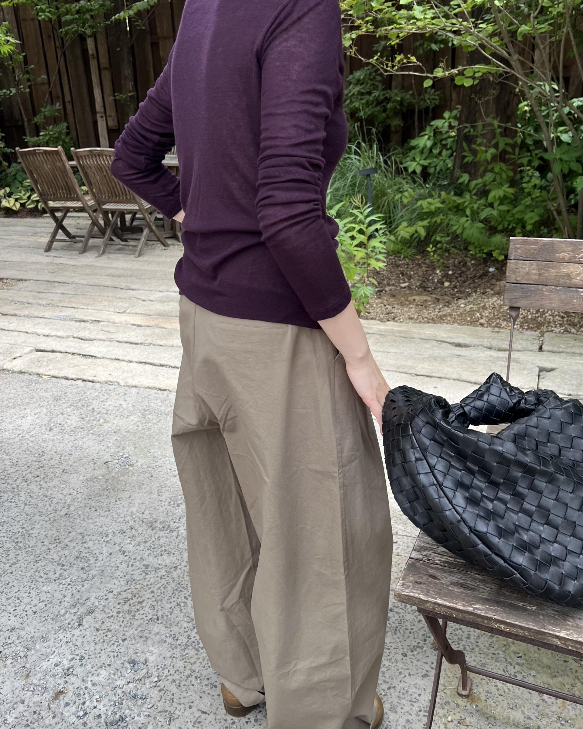 cotton pintuck pants (navy/cream/khaki)