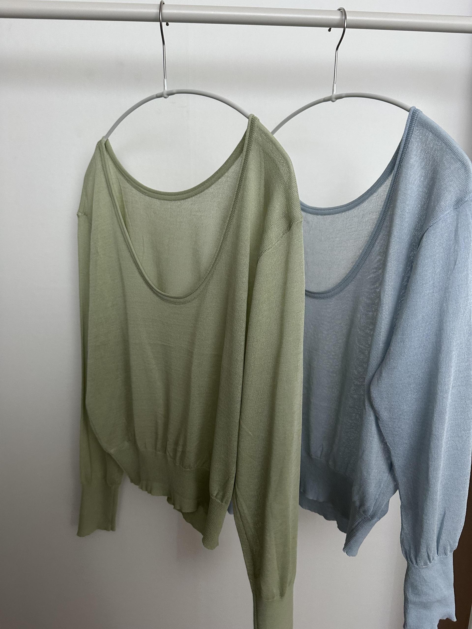 punch u-neck knit (mint/baby blue)소재