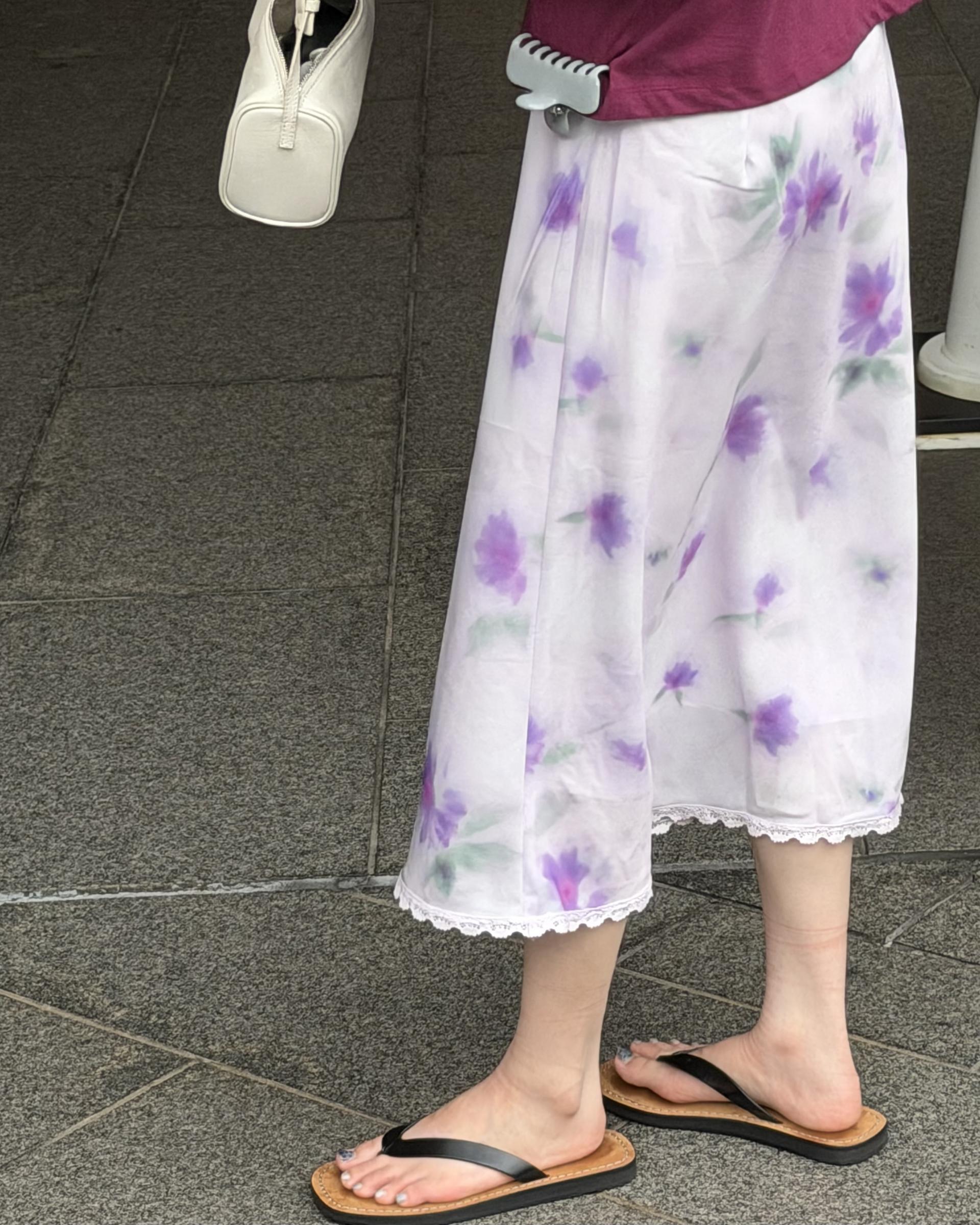 palette lace skirt (grey/purple)