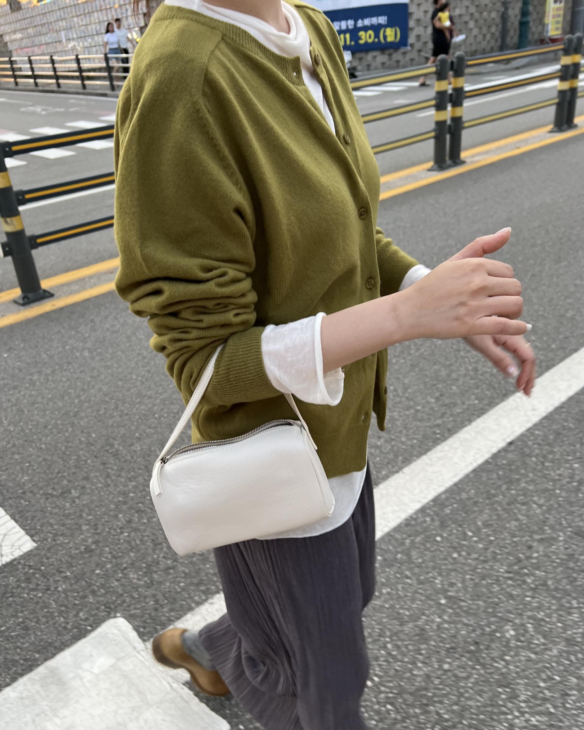 bowl round cardigan (grey/khaki/red)