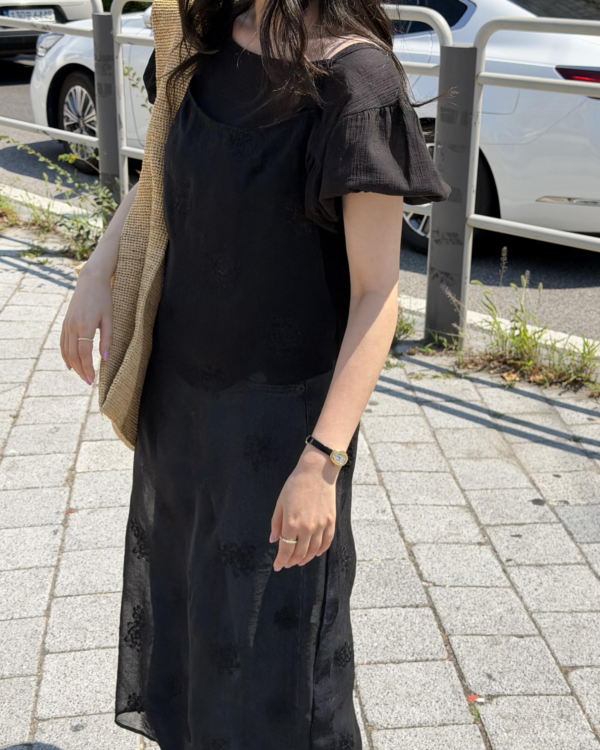 square blouse (white/brown/black)