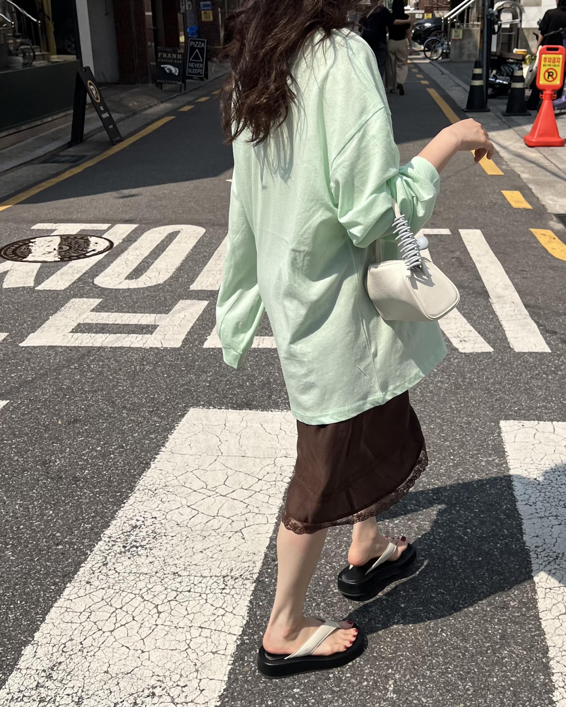 silk lace skirt (mint/brown)