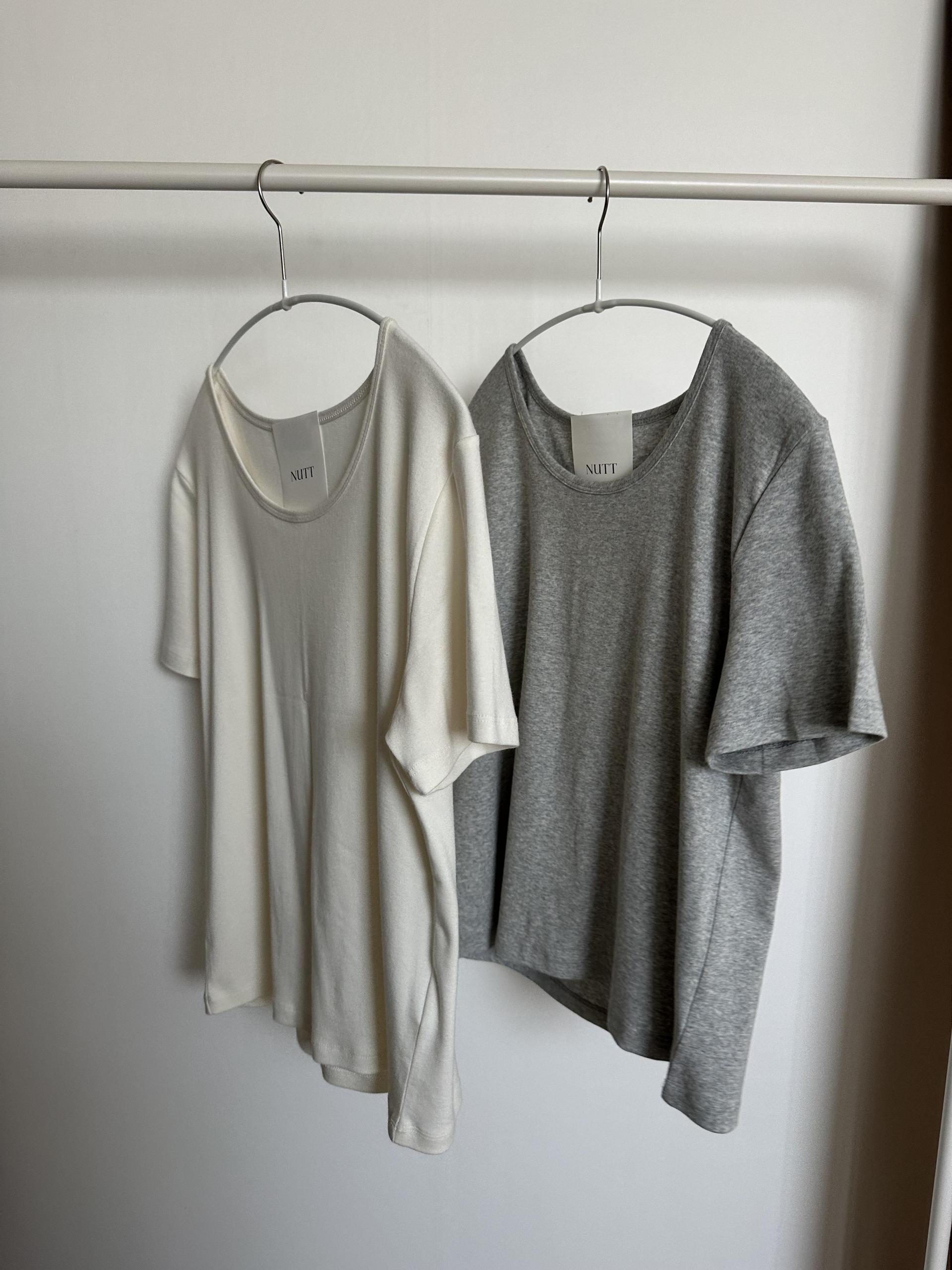 hul u-neck top (cream/melange grey)