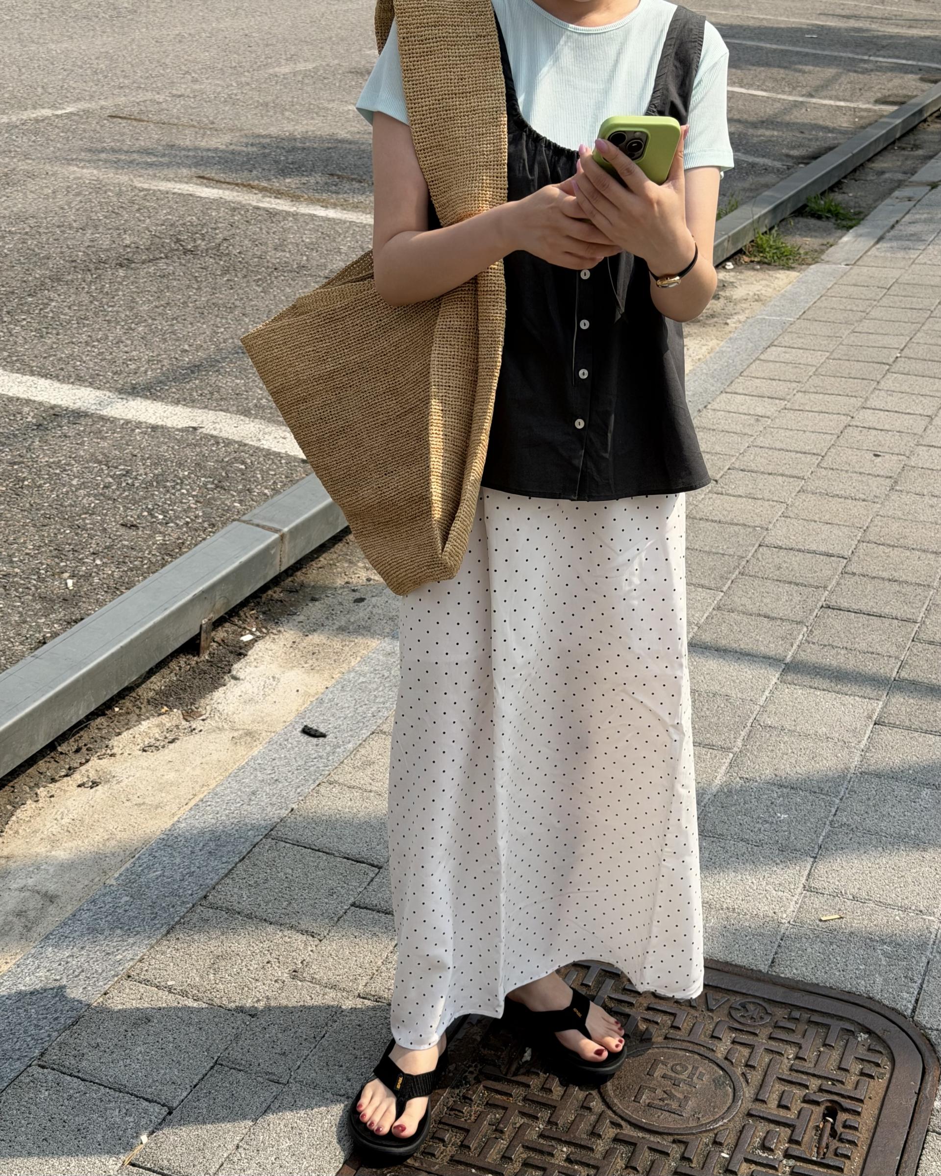 dot maxi skirt