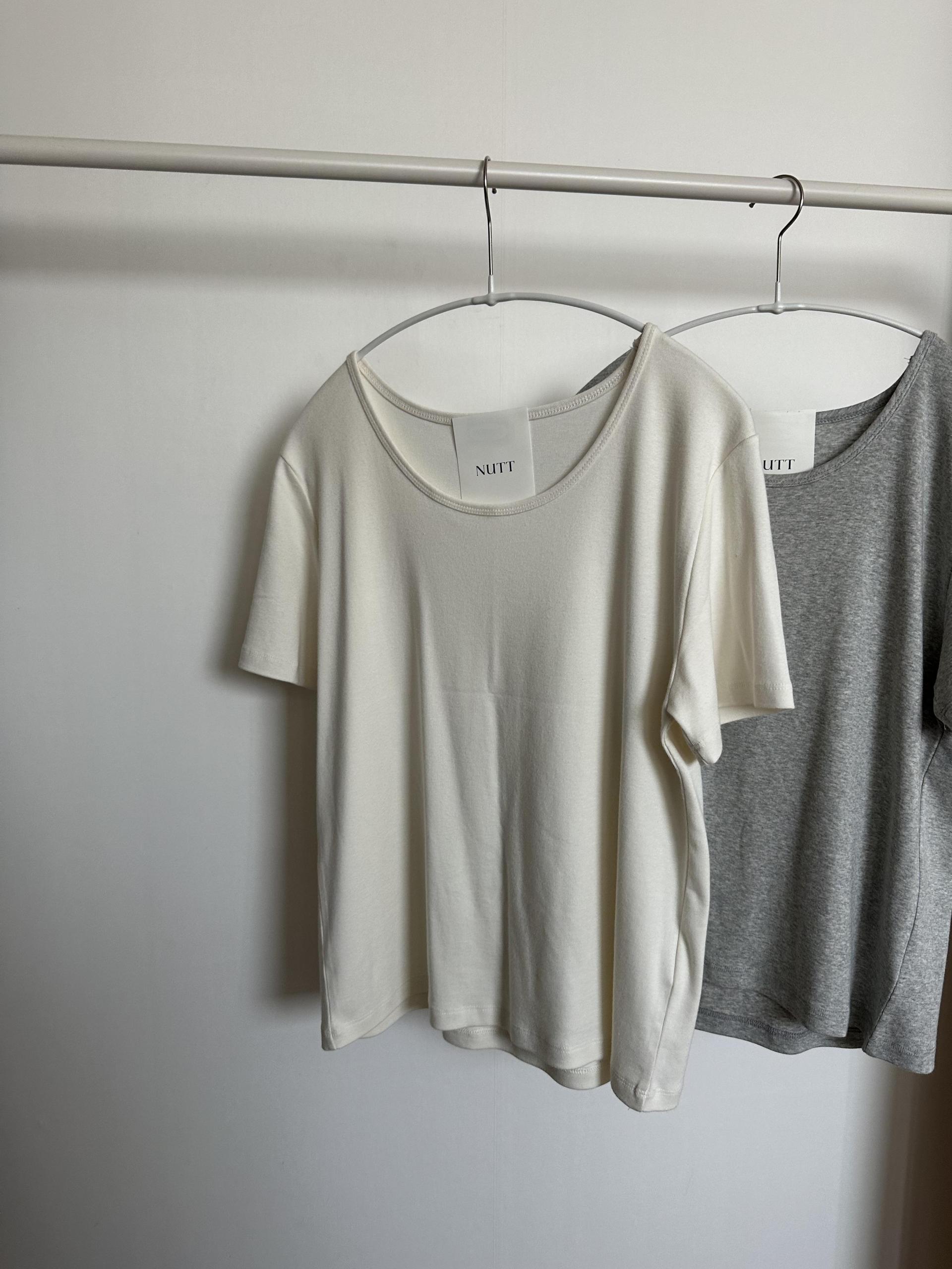 hul u-neck top (cream/melange grey)