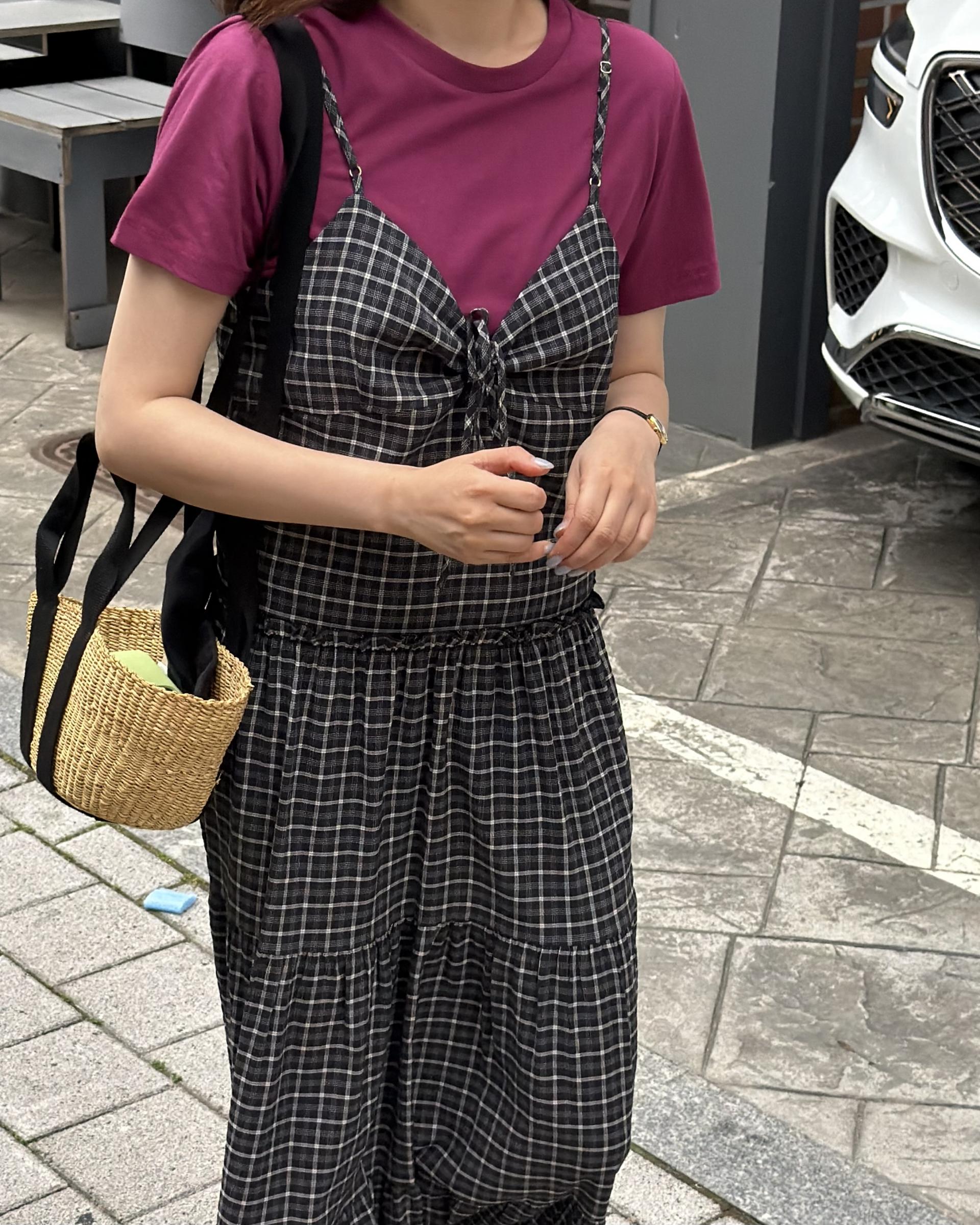 kate check dress (black/blue)