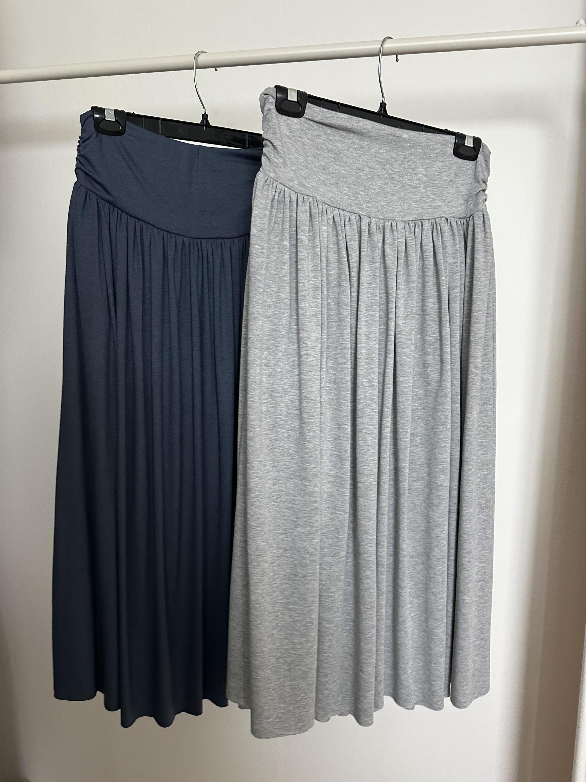 make shirring skirt (navy/grey)
