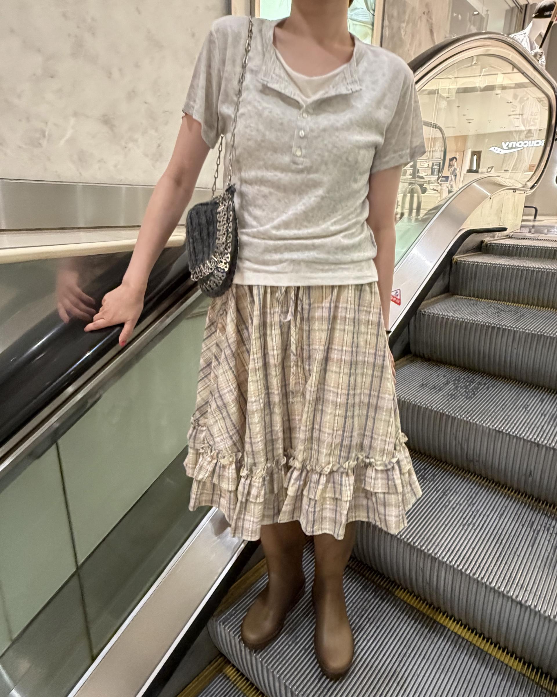 matilda check skirt (right mint/right yellow)