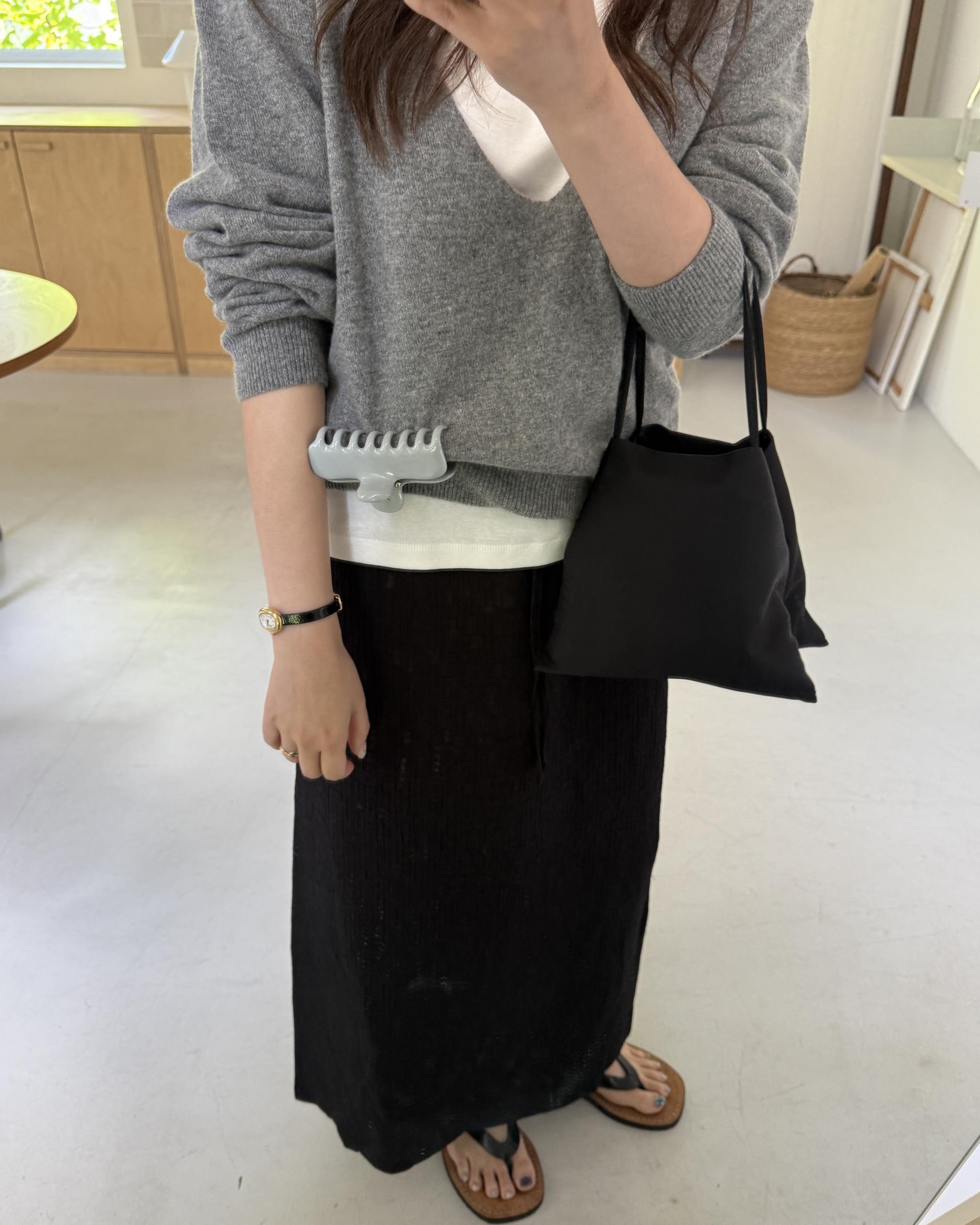 base wrinkle skirt (black/cream)