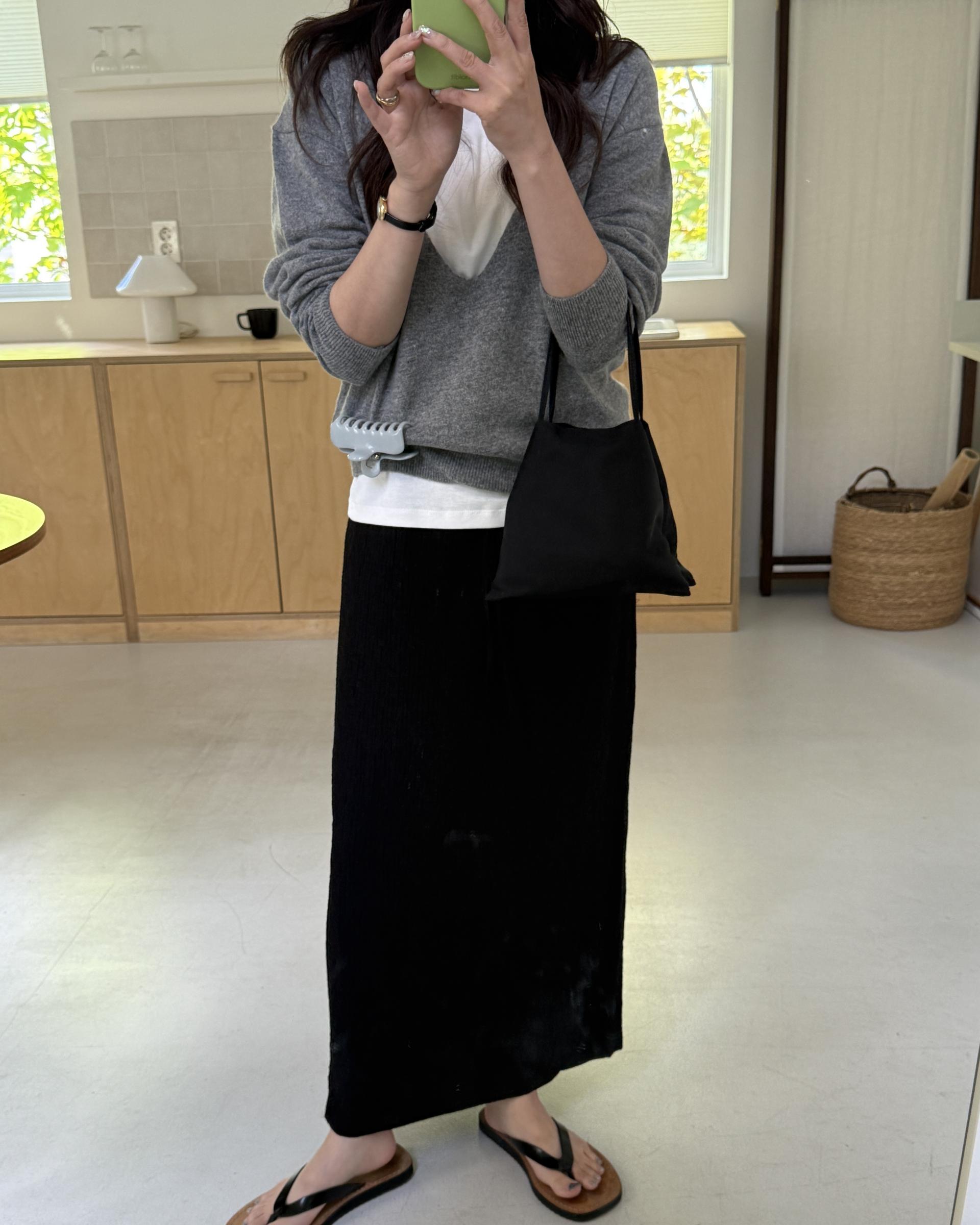 base wrinkle skirt (black/cream)