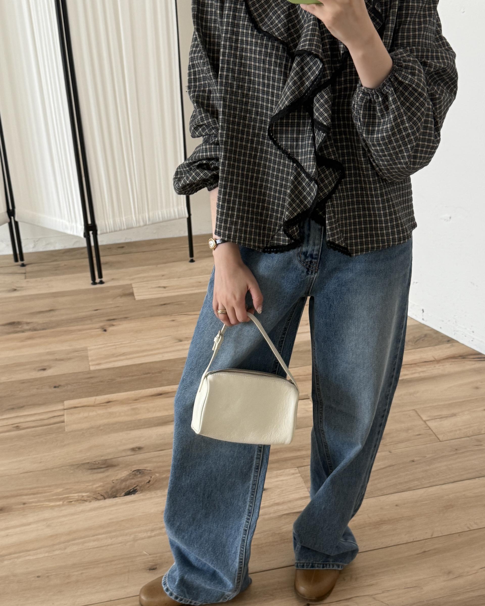 sally frill blouse (check)