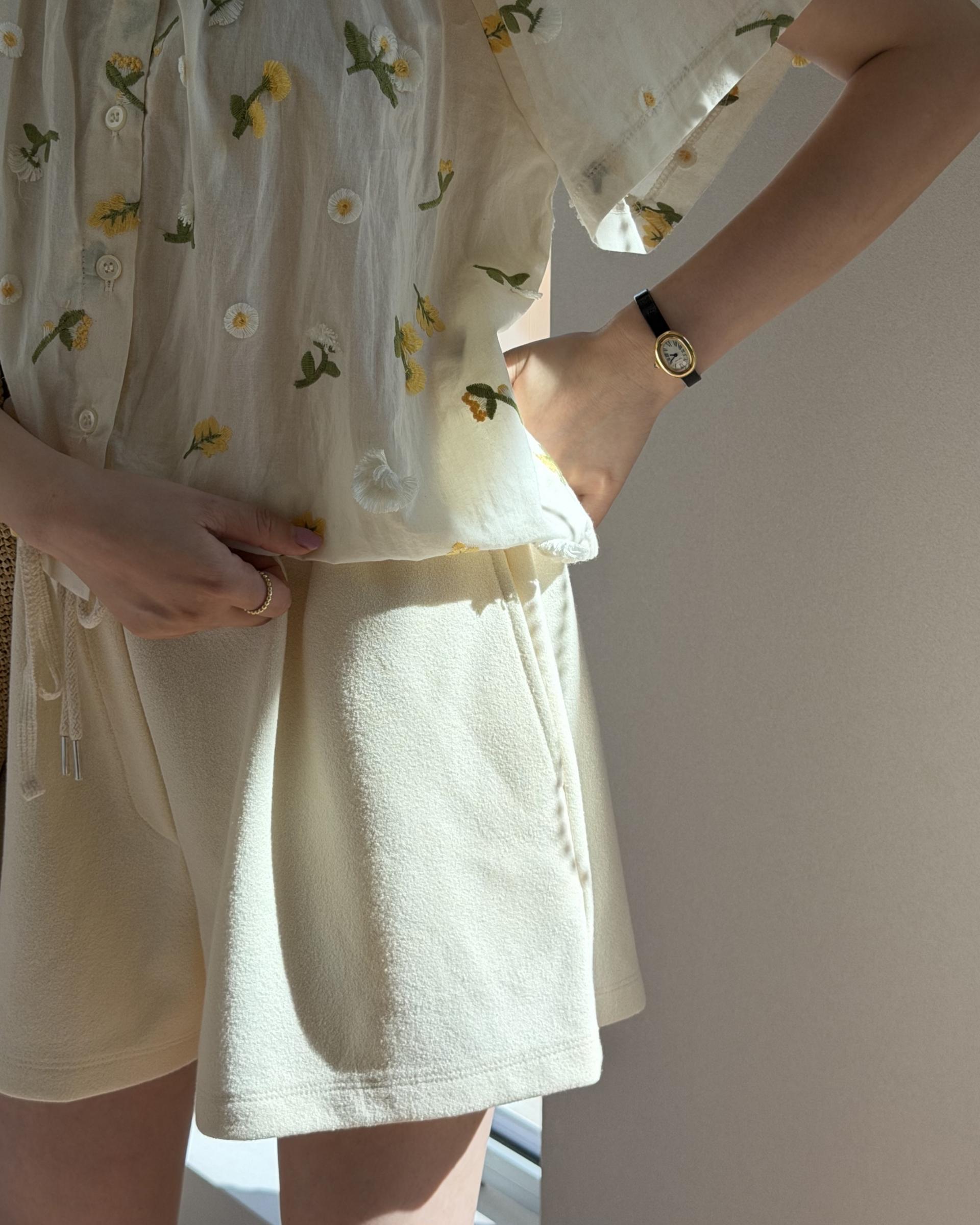 cream terry shorts