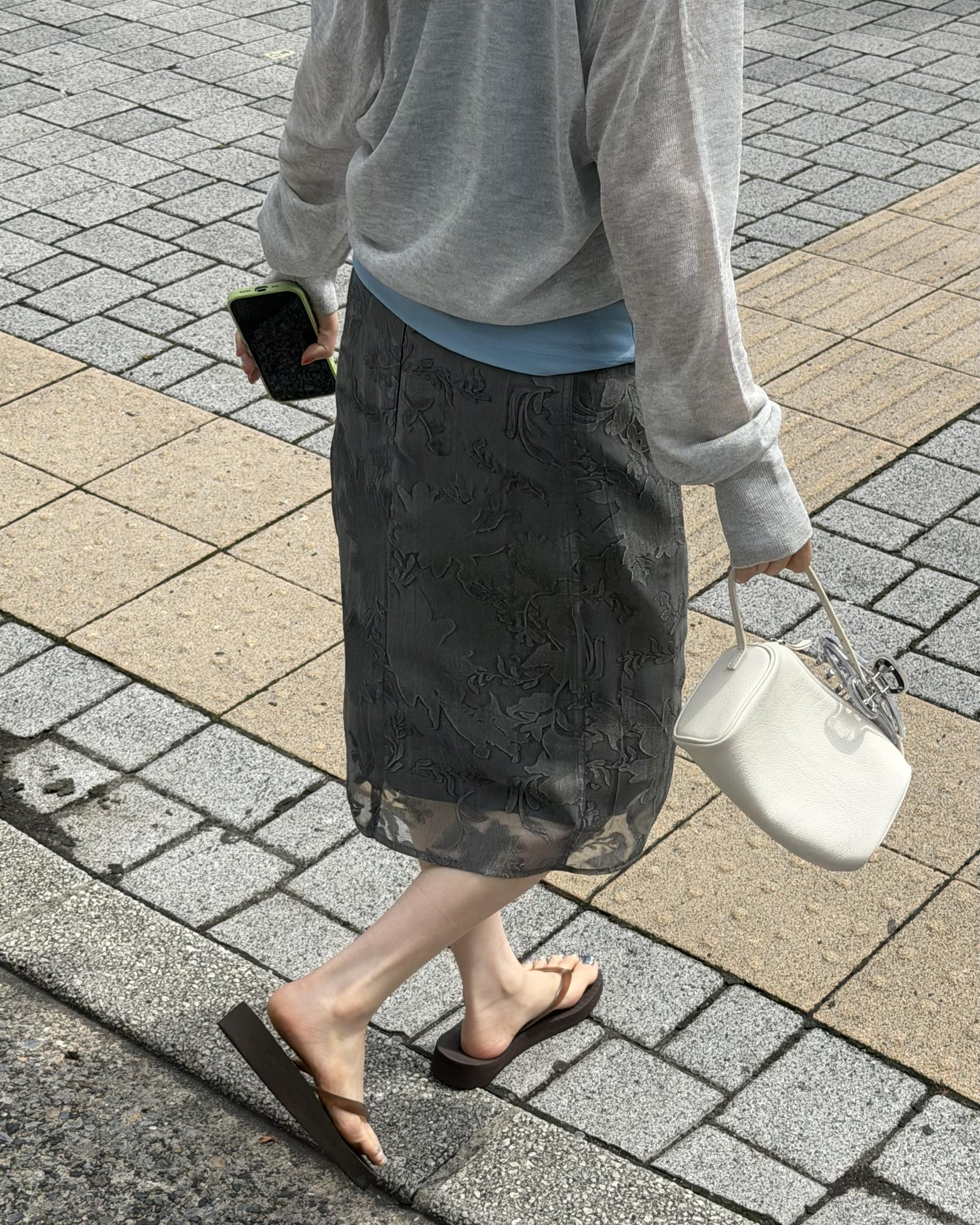 gloria midi skirt (charcoal/cream)