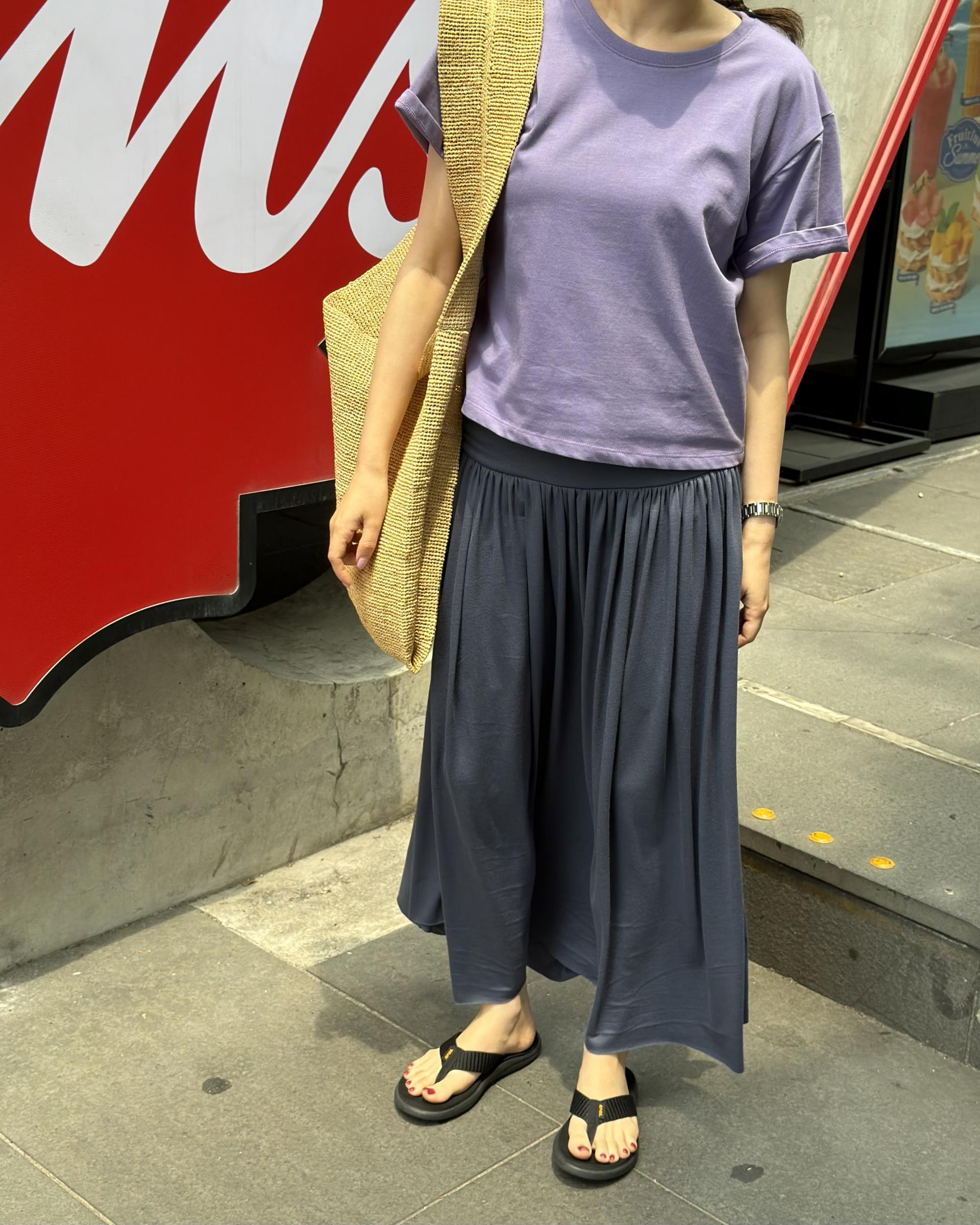 make shirring skirt (navy/grey)