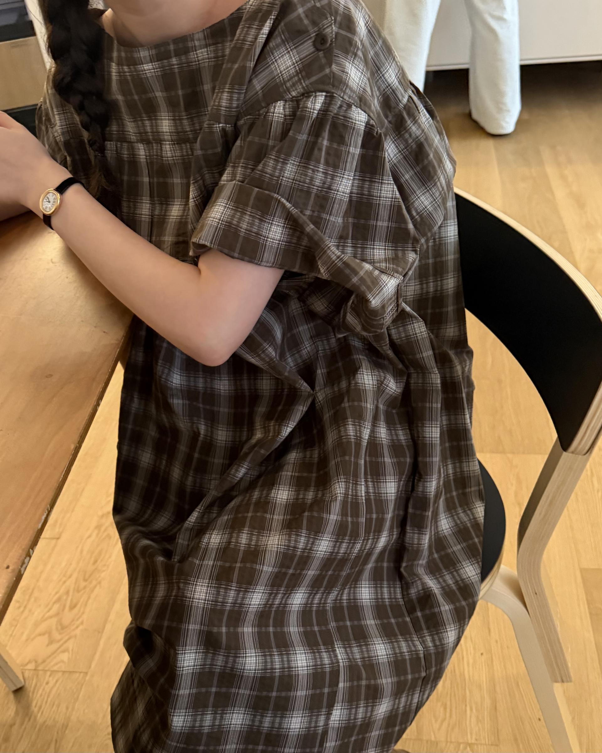 brioche check dress (mocha)
