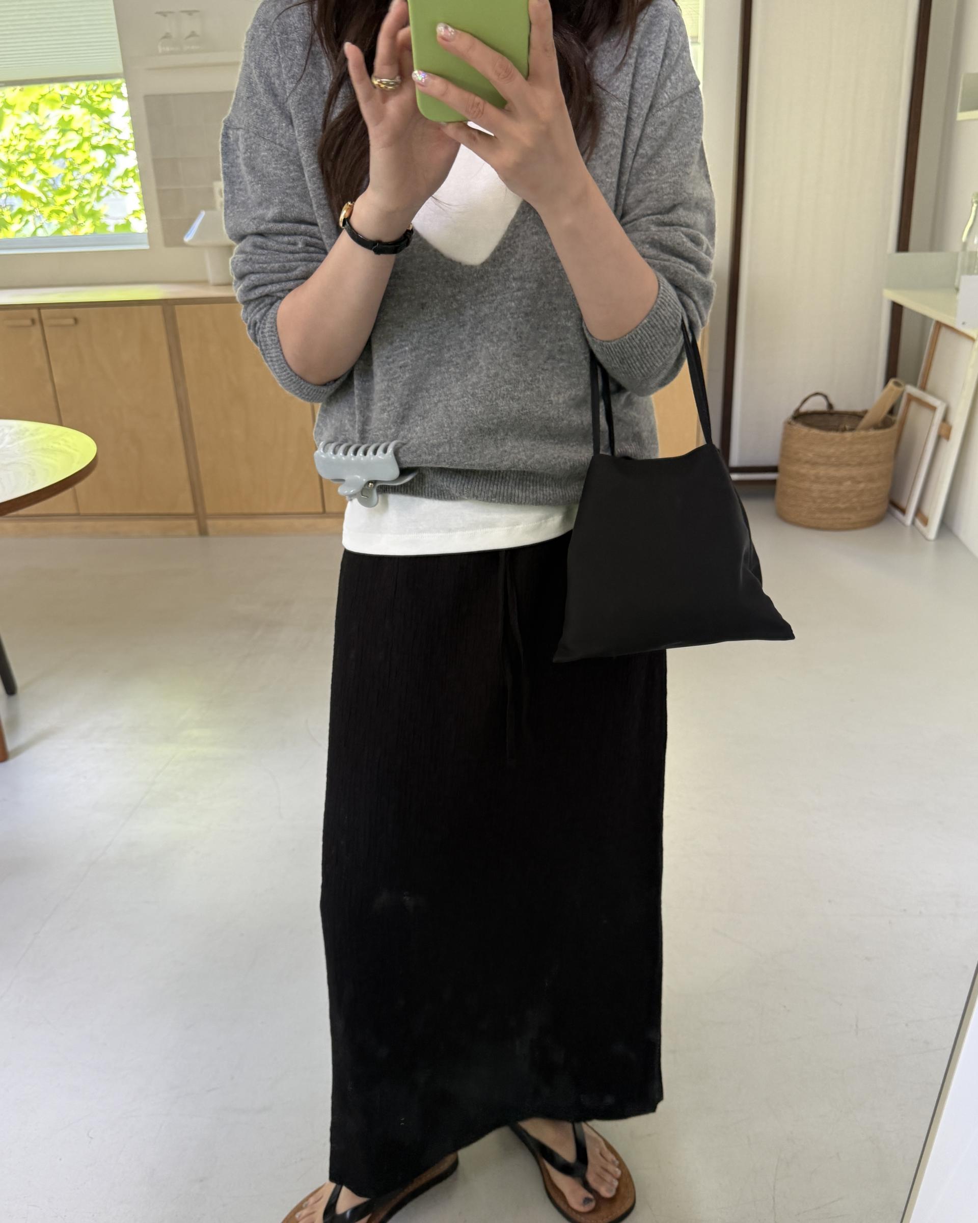 base wrinkle skirt (black/cream)