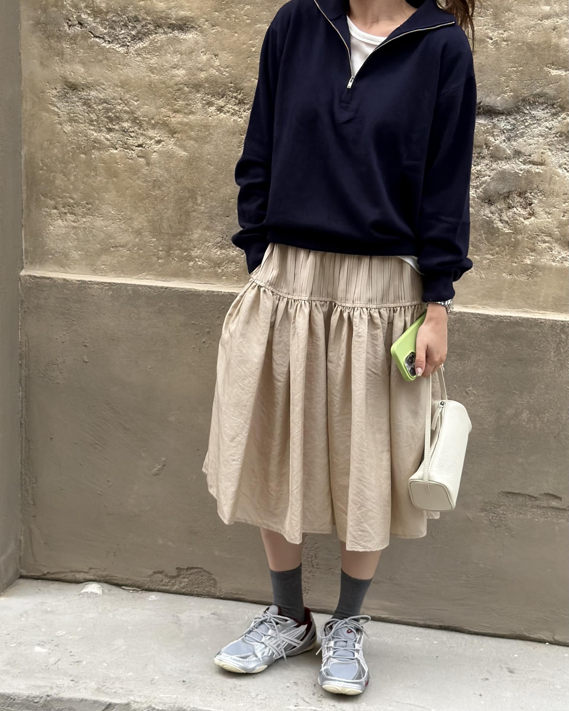 coco knit zip-up (navy/beige/grey)