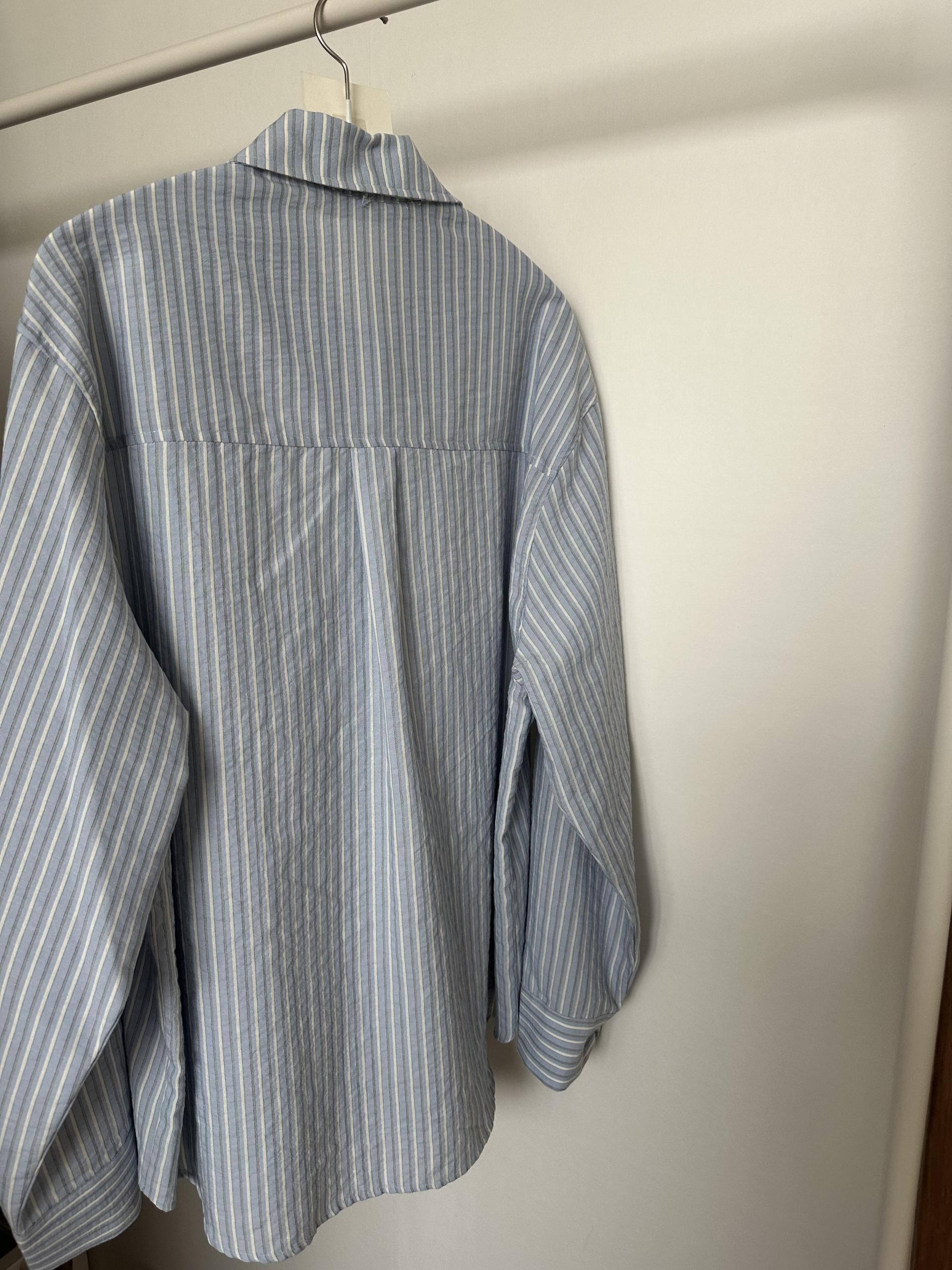 tacit stripe shirt (beige/blue)